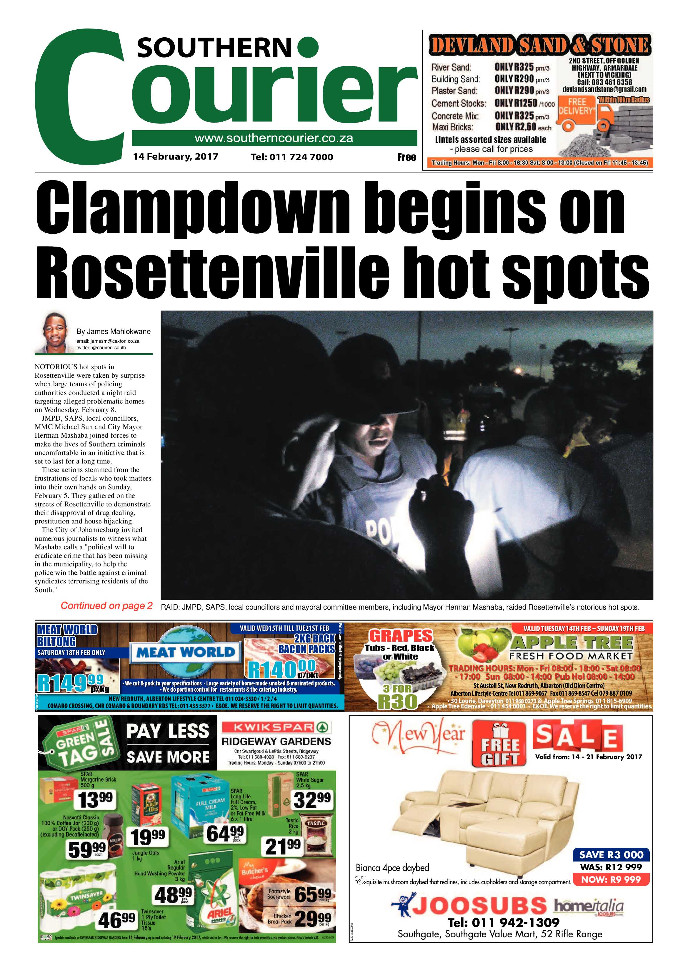Southern Courier14 February 2017 page 1