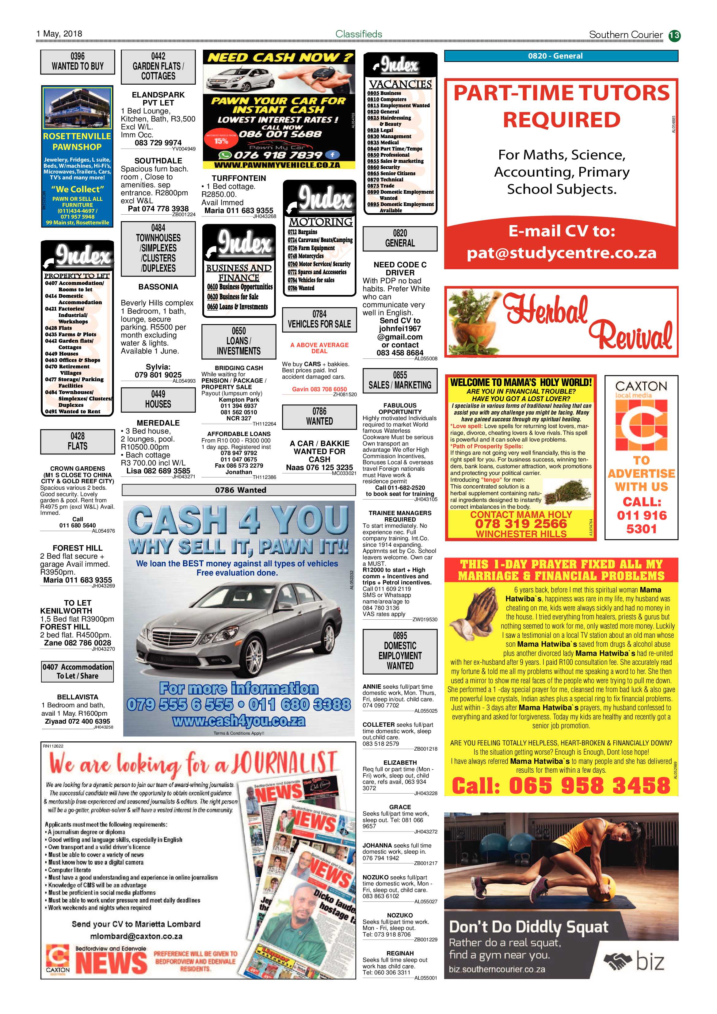 Southern Courier 01 May 2018 page 13