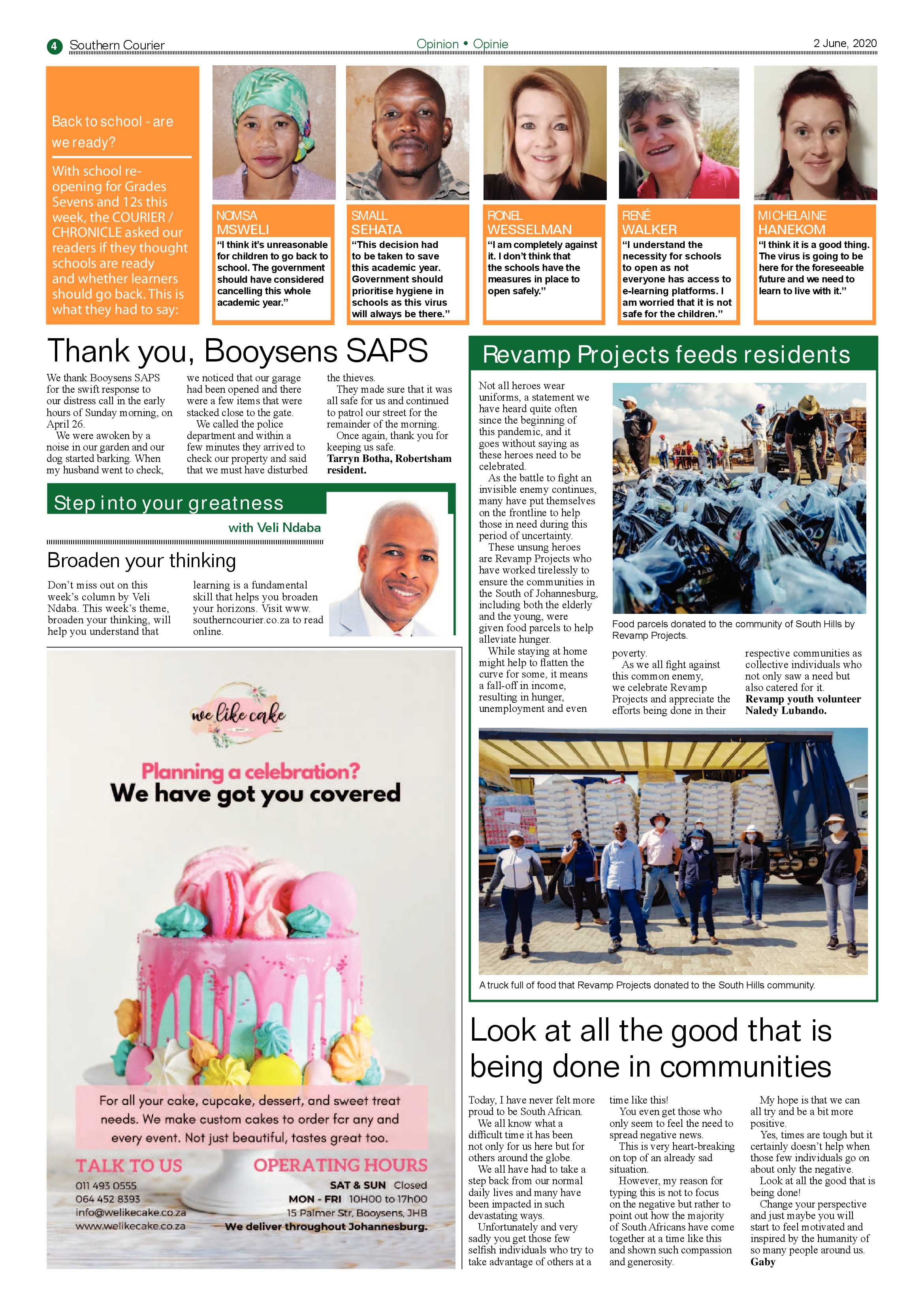 Southern Courier 02 June 2020 page 4