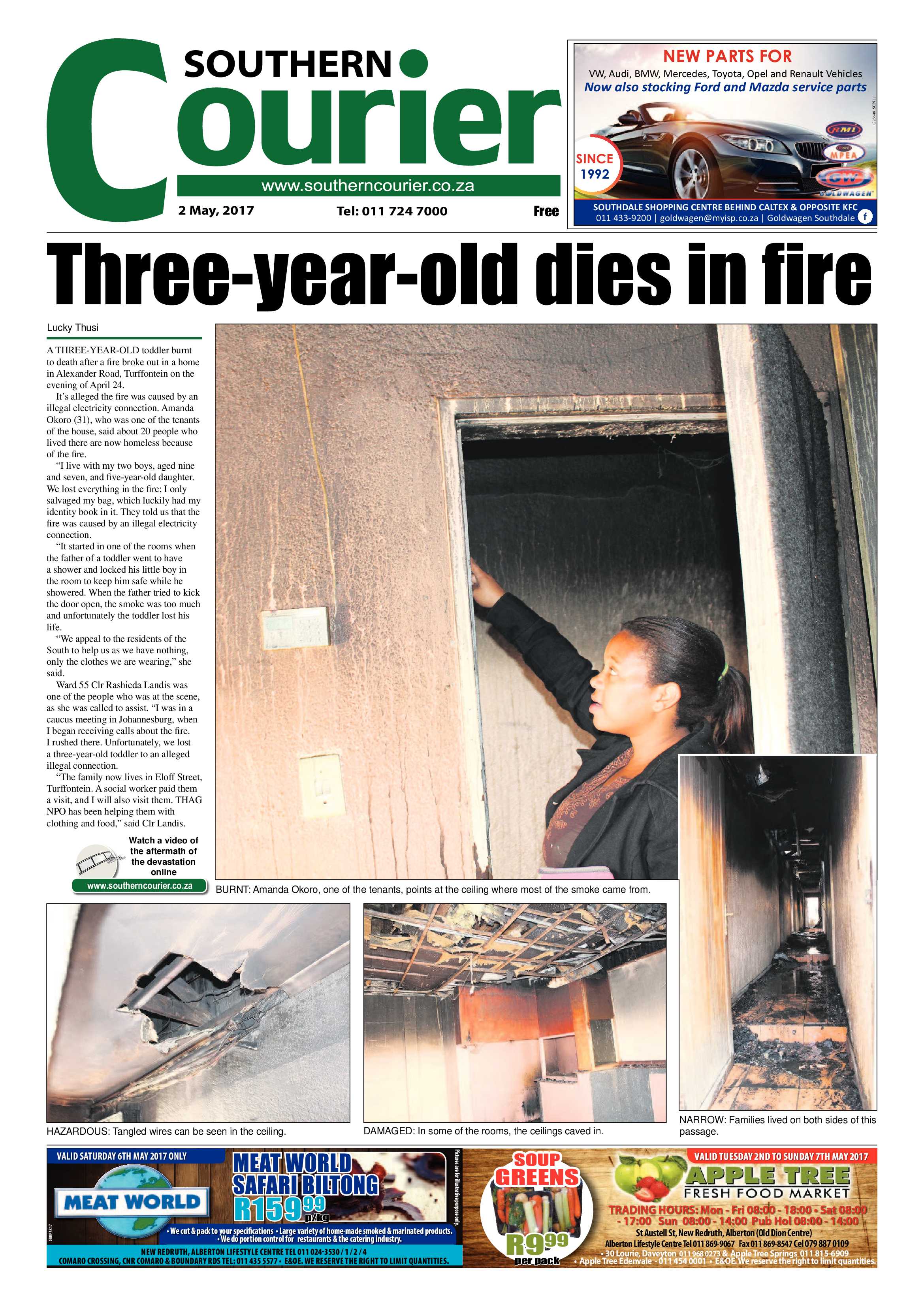 Southern Courier 02 May 2017 page 1