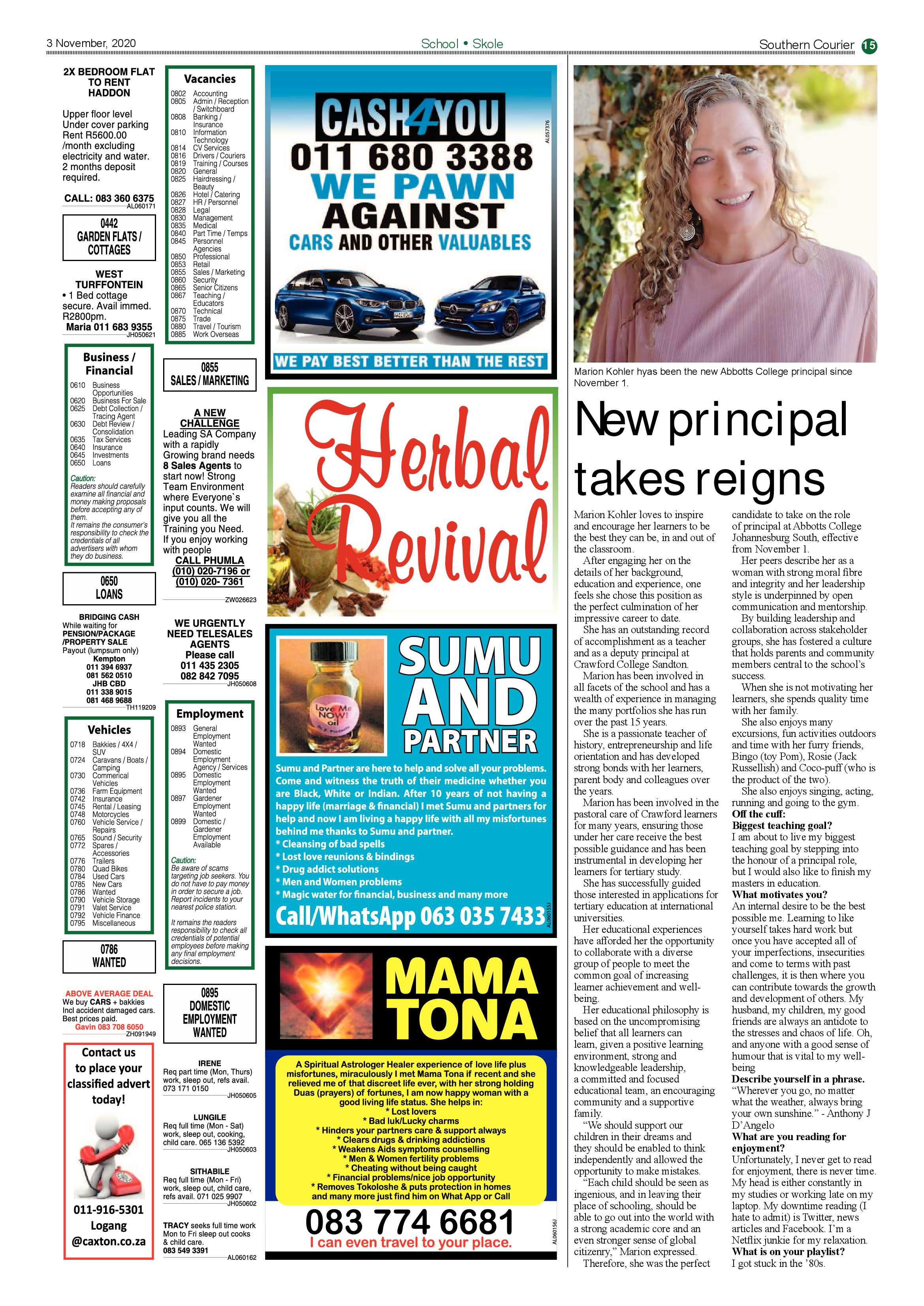 Southern Courier 02 November 2020 page 15