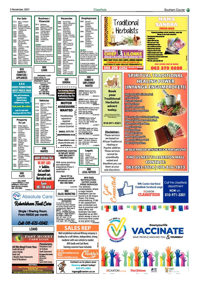 Southern Courier 02 November 2021 page 11
