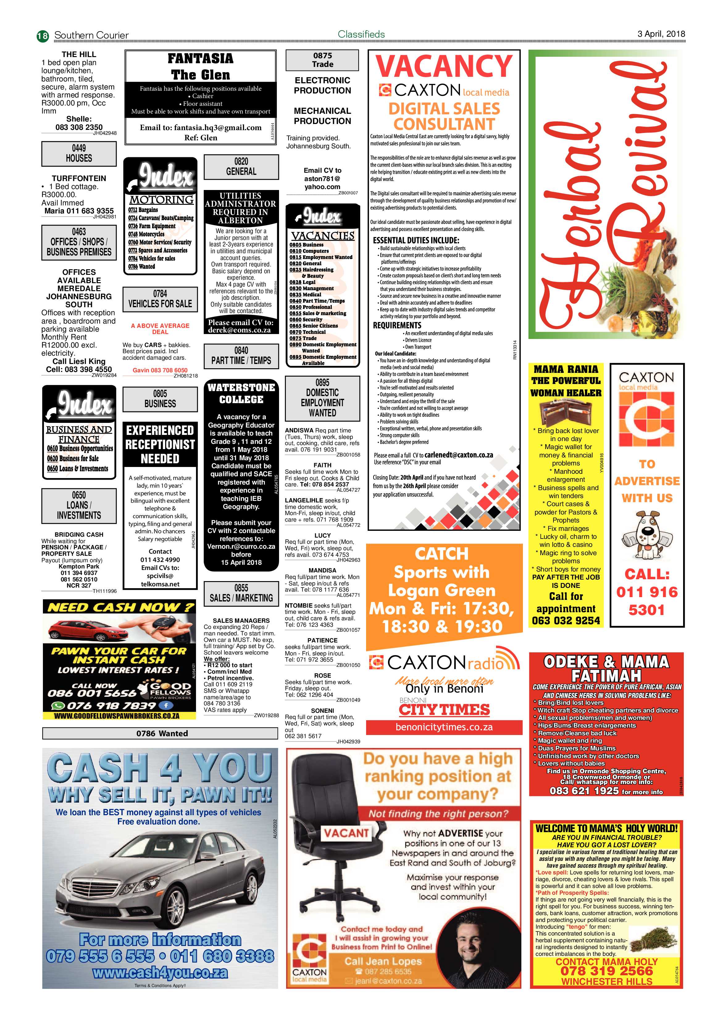 Southern Courier 03 April 2018 page 18