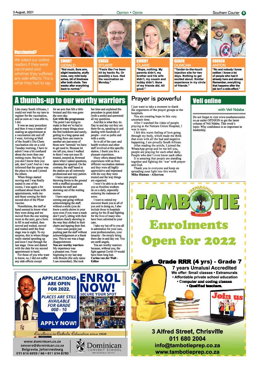 Southern Courier 03 August 2021 page 5