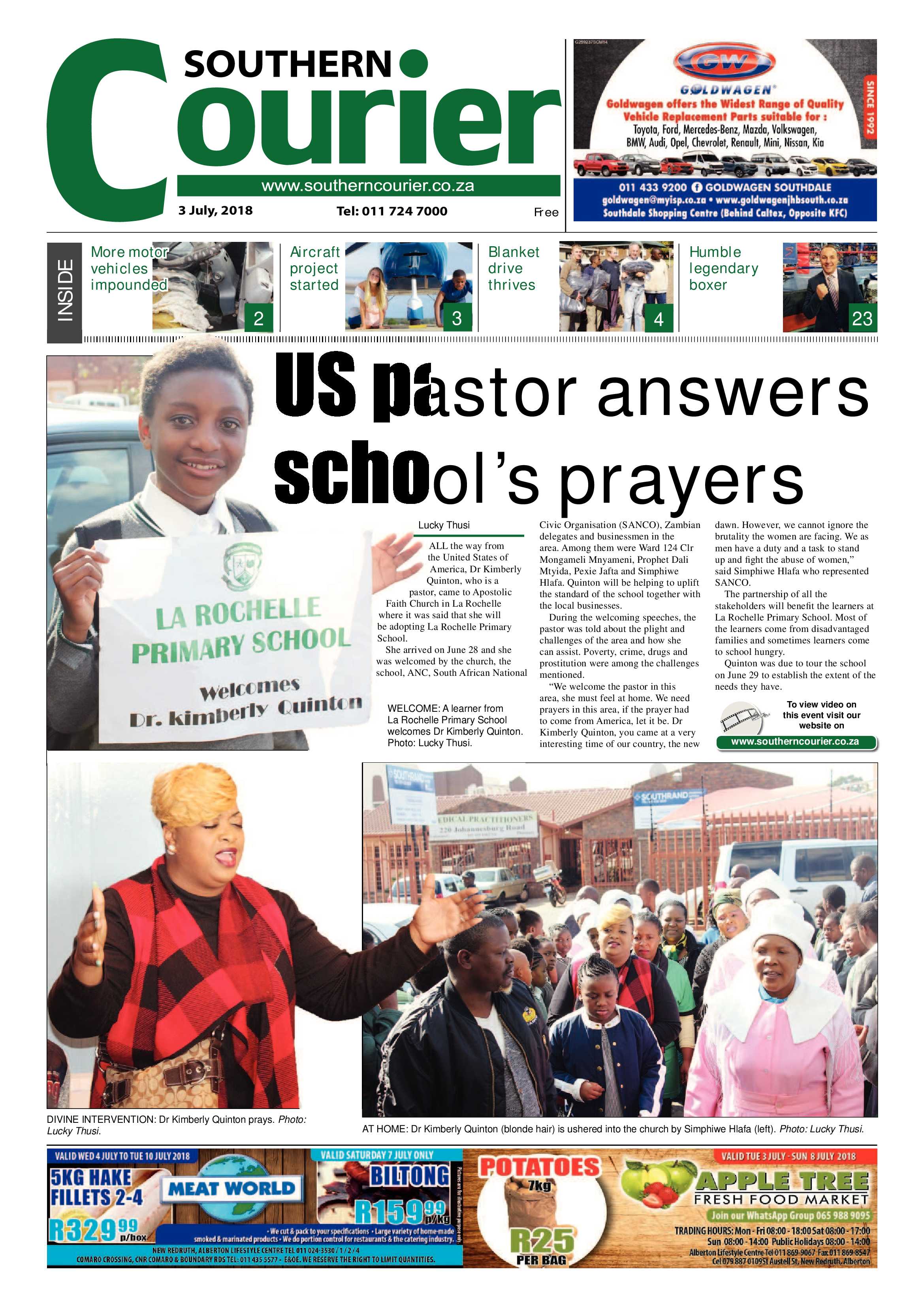 Southern Courier 03 July 2018 page 1