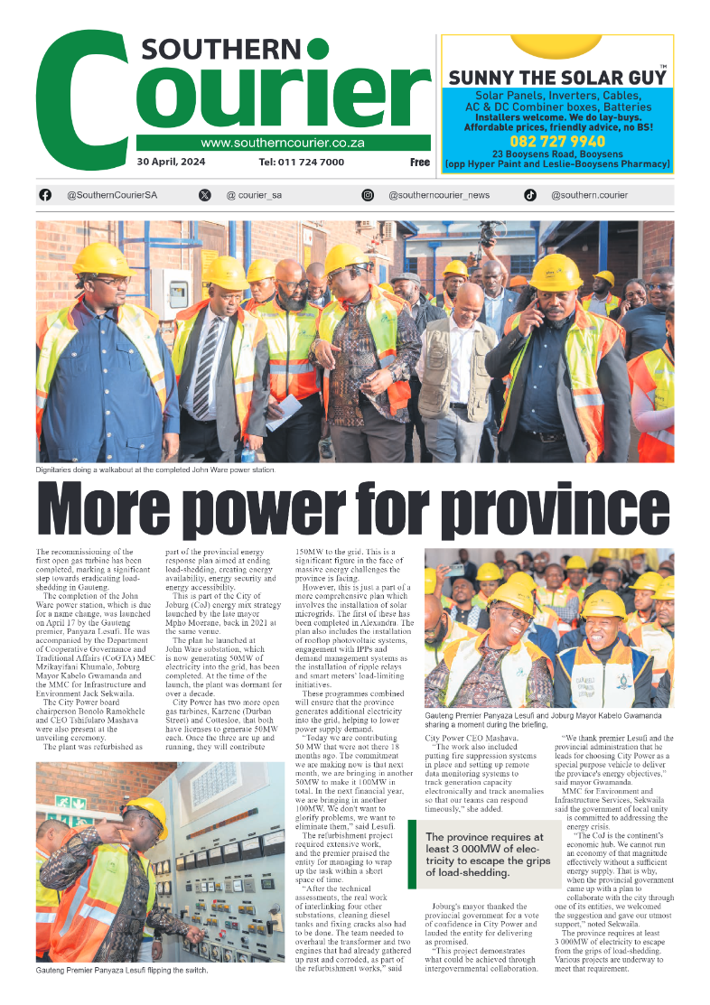 Southern Courier 03 May 2024 page 1