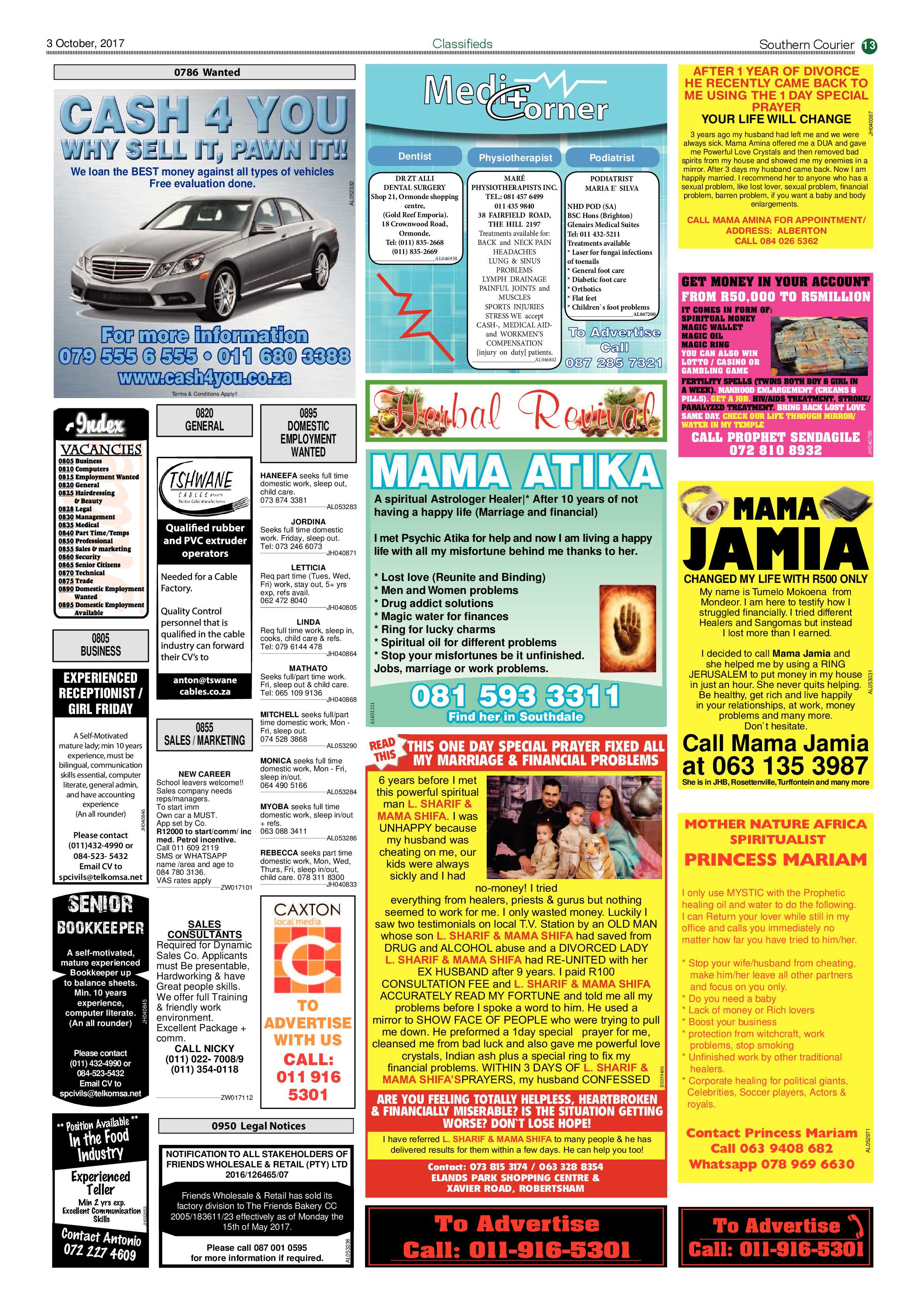 Southern Courier 03 October 2017 page 13