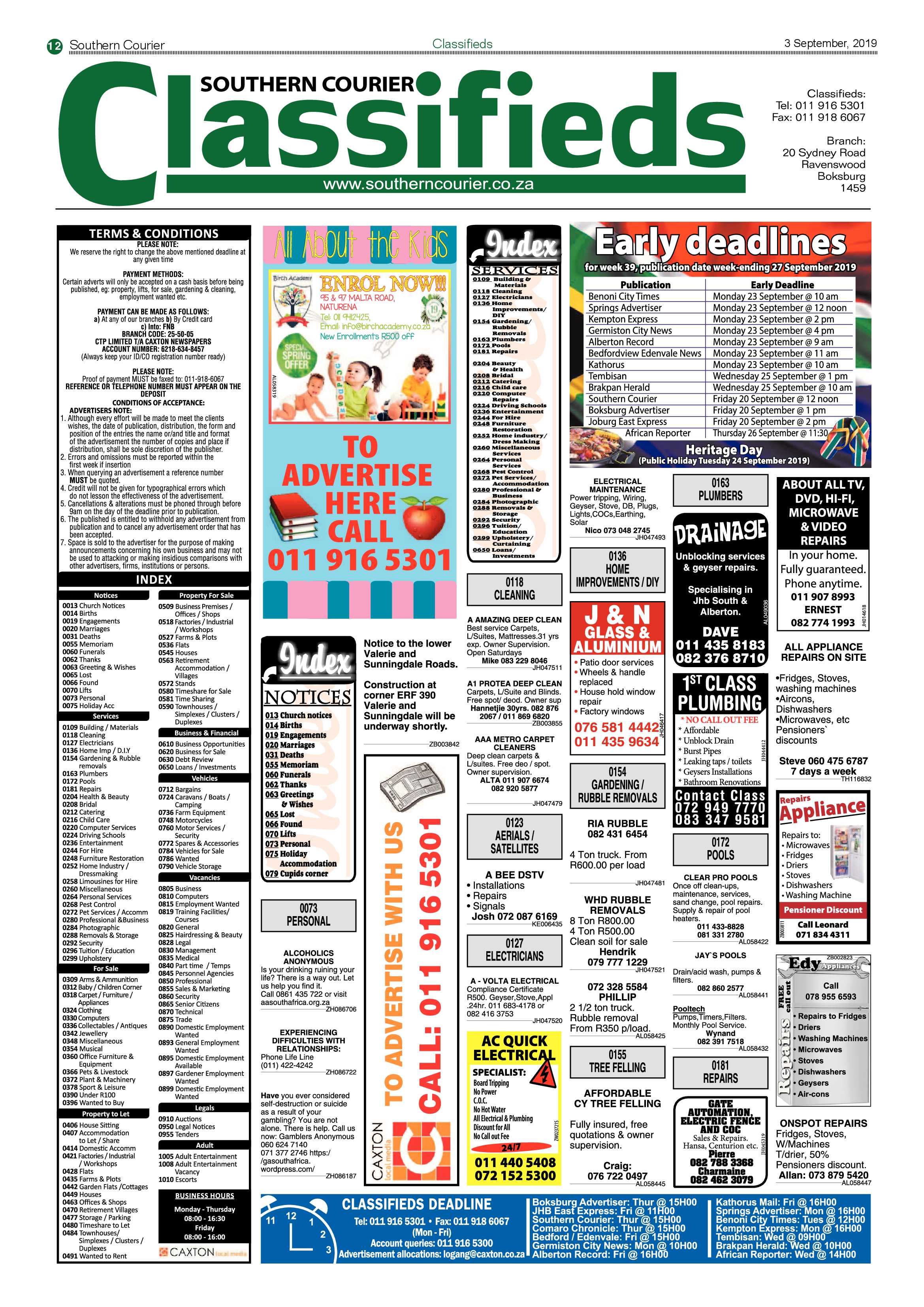 Southern Courier 03 September 2019 page 12