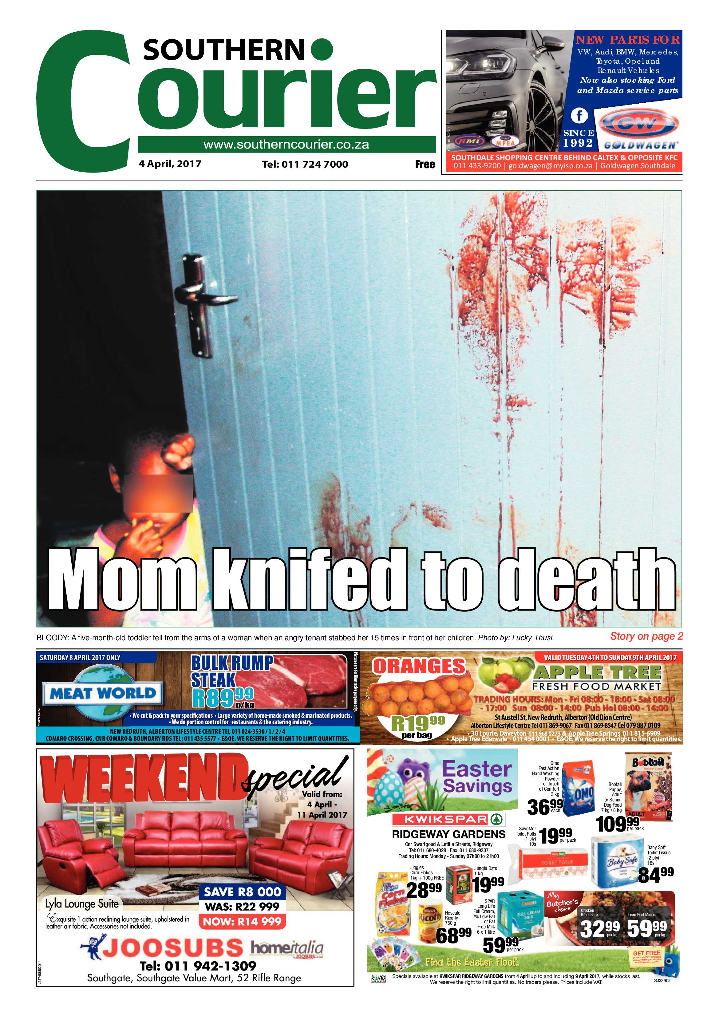 Southern Courier 04 April 2017 page 1