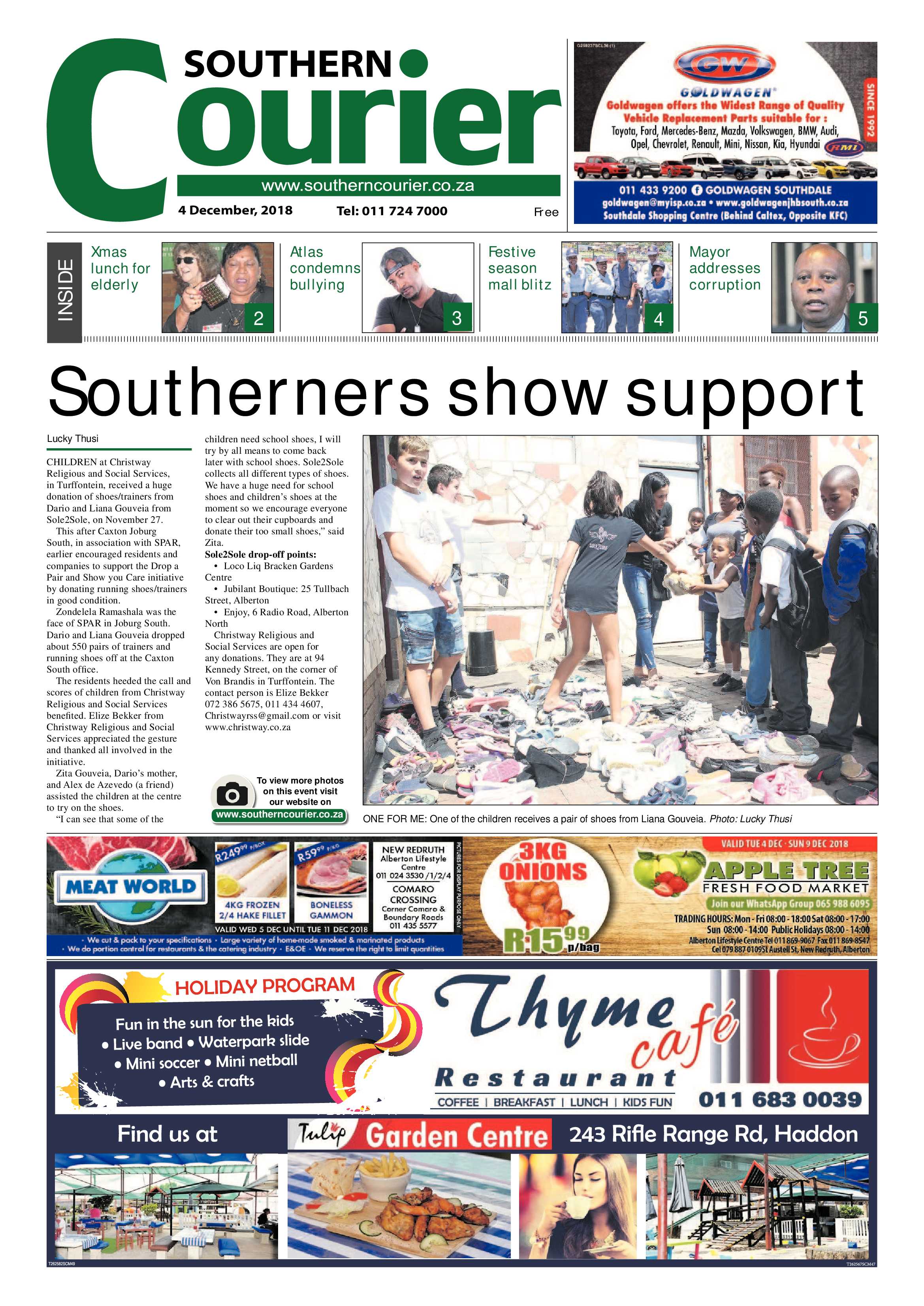 Southern Courier 04 December 2018 page 1