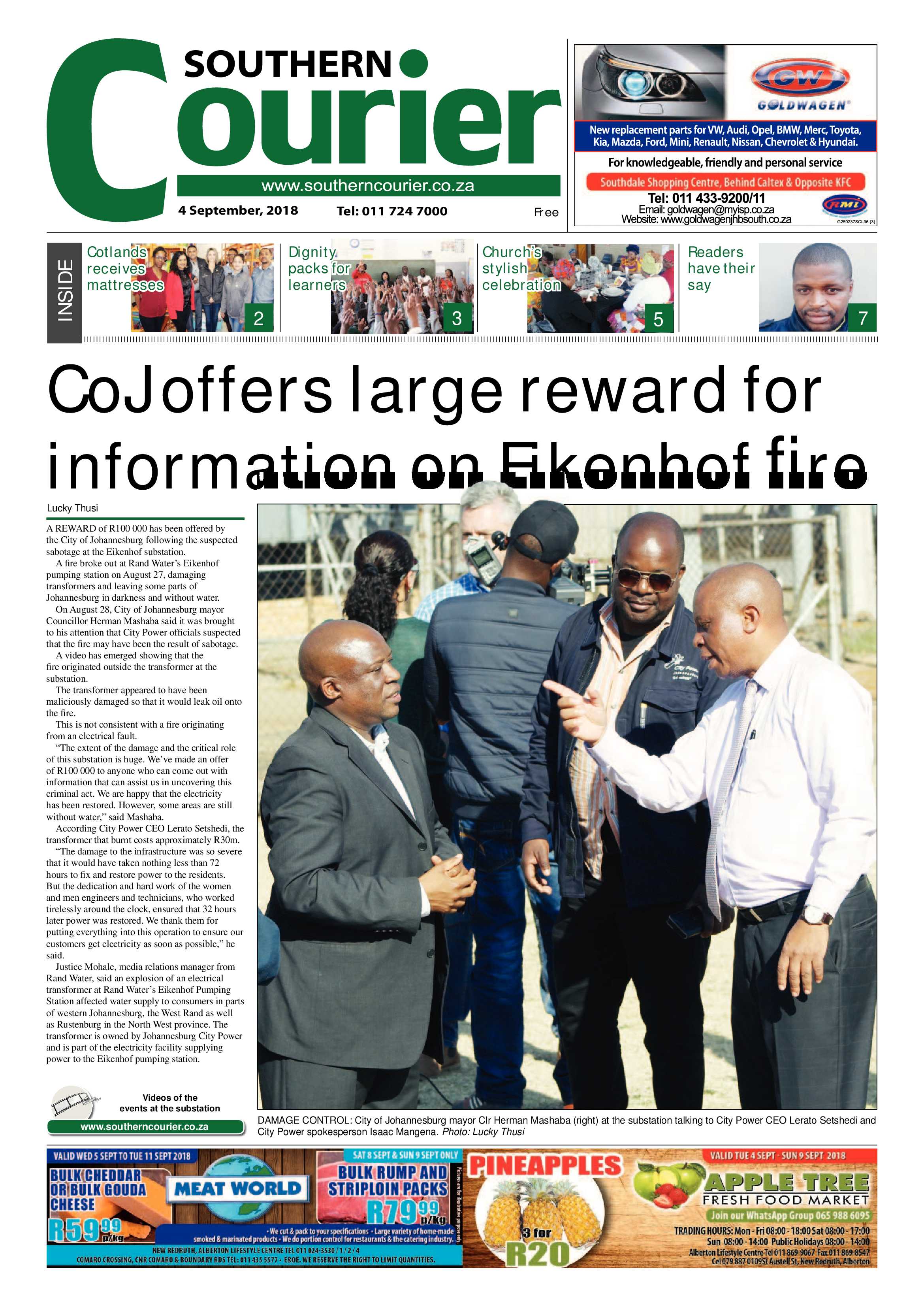Southern Courier 04 September 2018 page 1