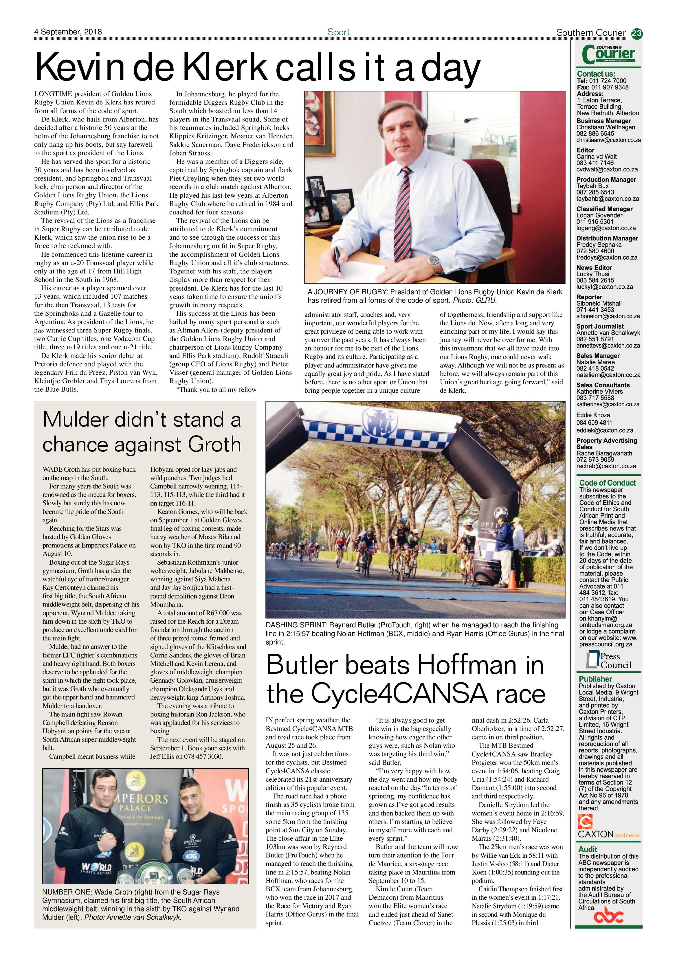 Southern Courier 04 September 2018 page 23