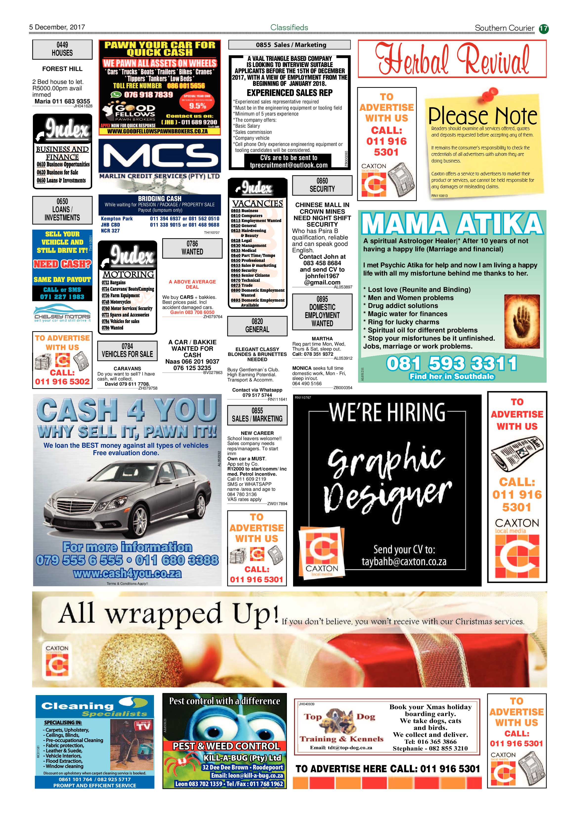 Southern Courier 05 December 2017 page 17