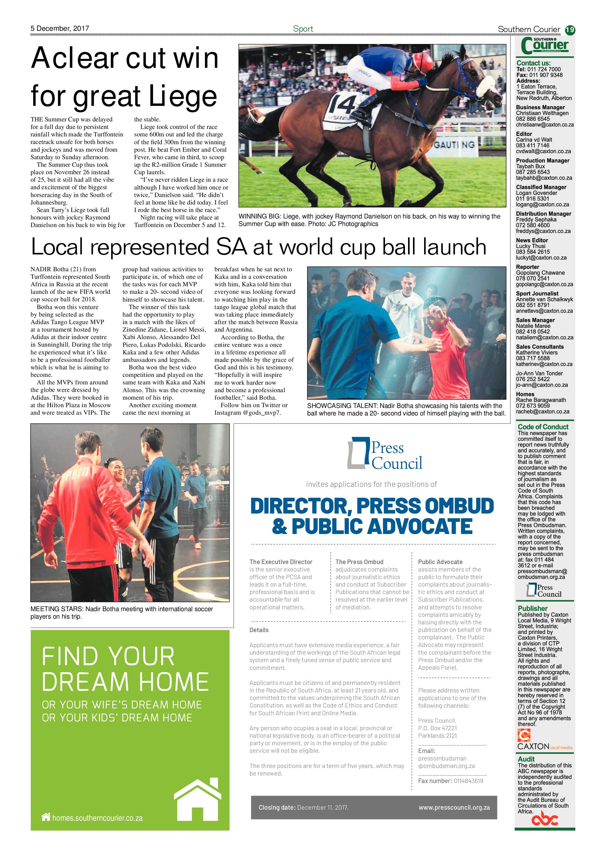 Southern Courier 05 December 2017 page 19