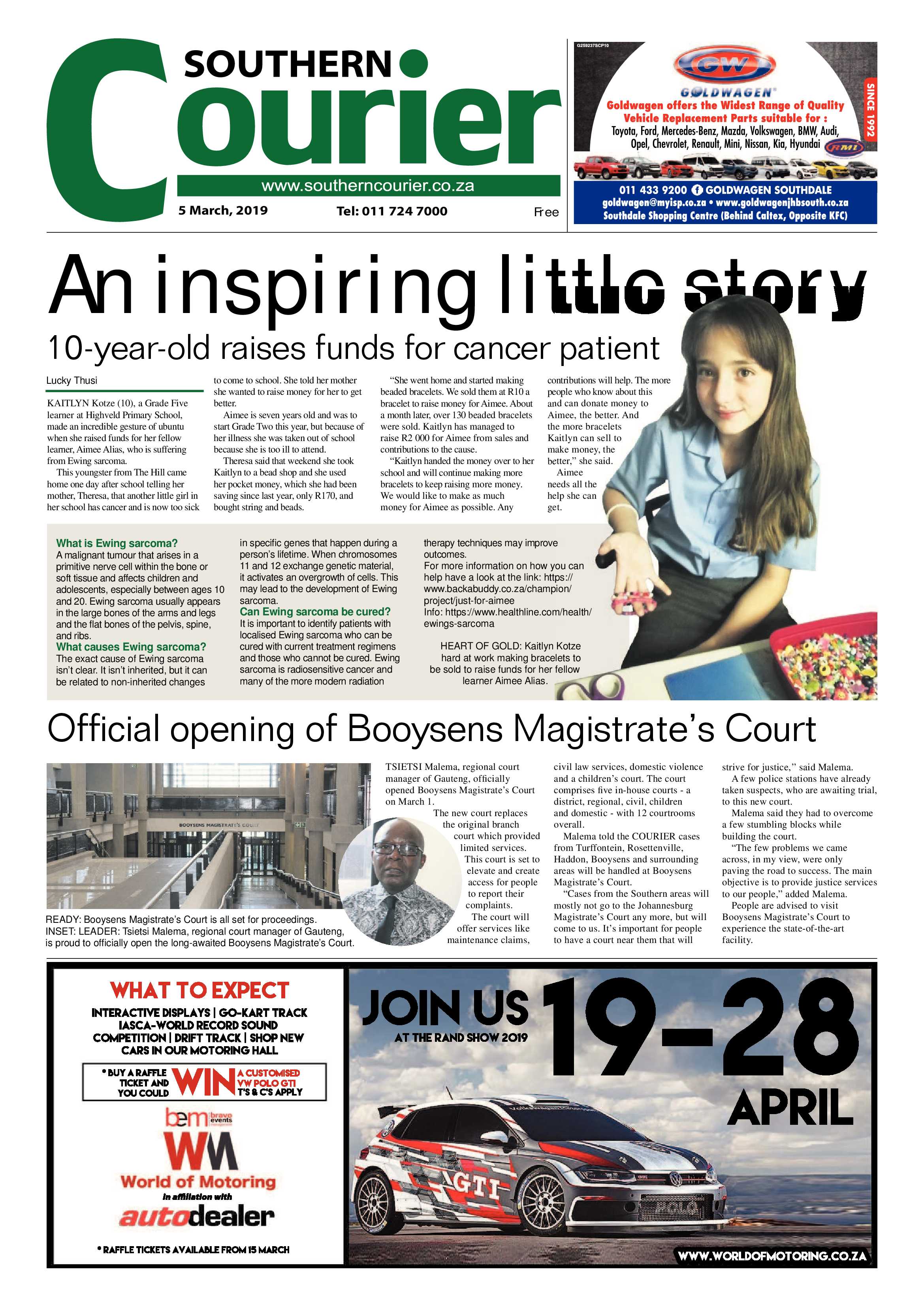 Southern Courier 05 March 2019 page 1