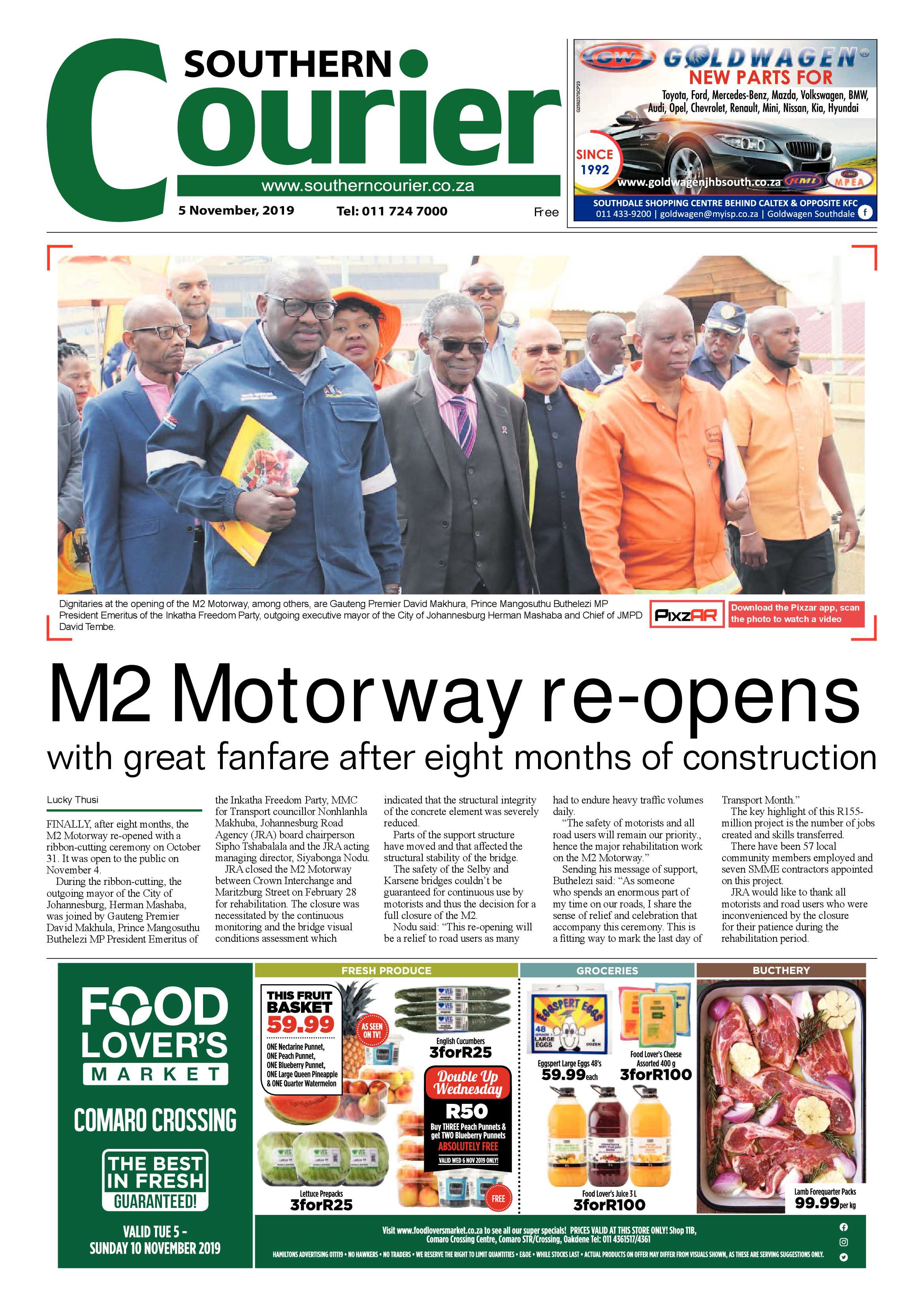 Southern Courier 05 November 2019 page 1