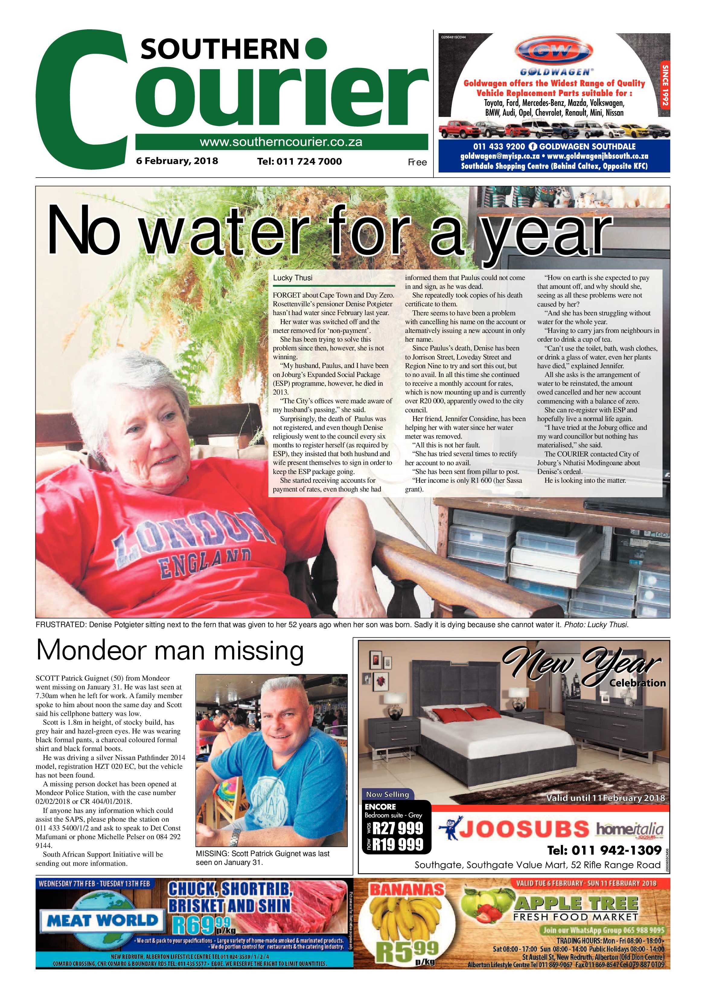 Southern Courier 06 February 2018 page 1