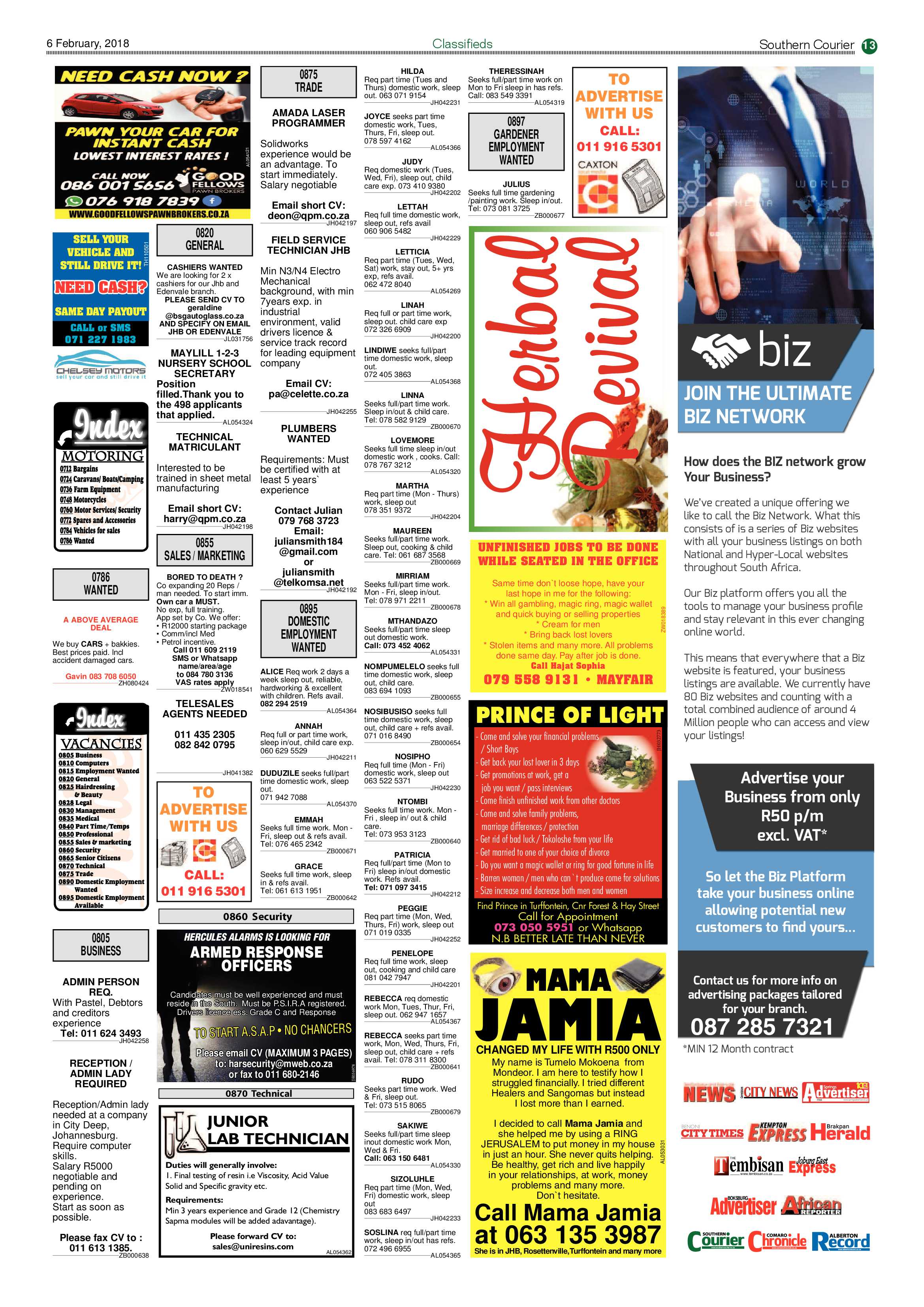 Southern Courier 06 February 2018 page 13