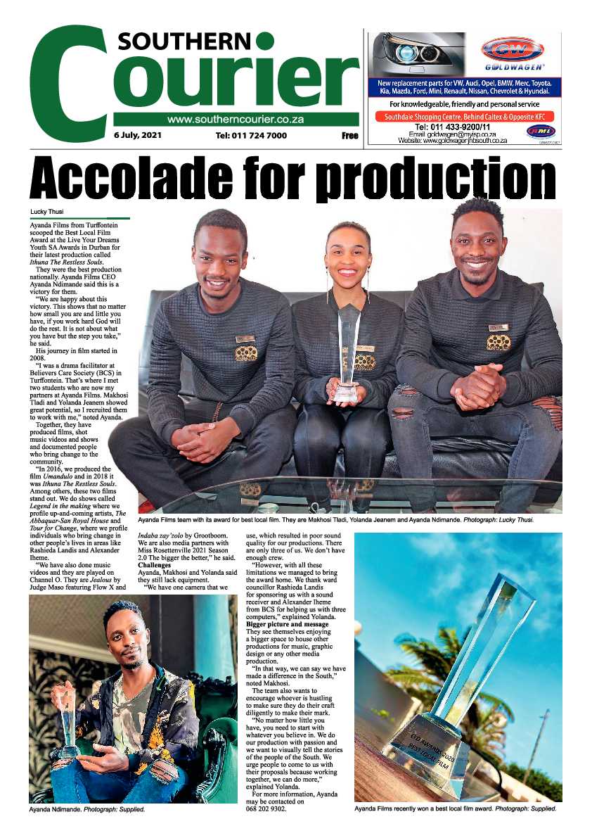 Southern Courier 06 July 2021 page 1