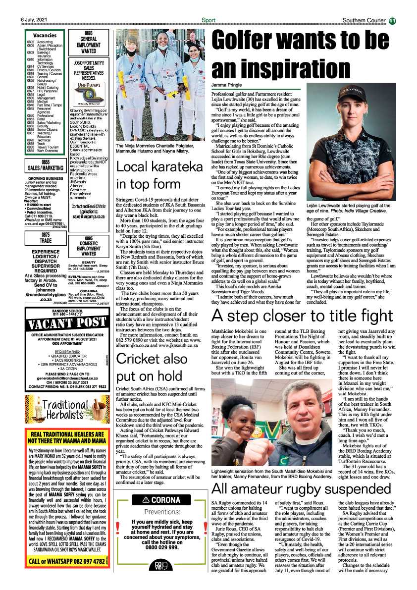 Southern Courier 06 July 2021 page 11
