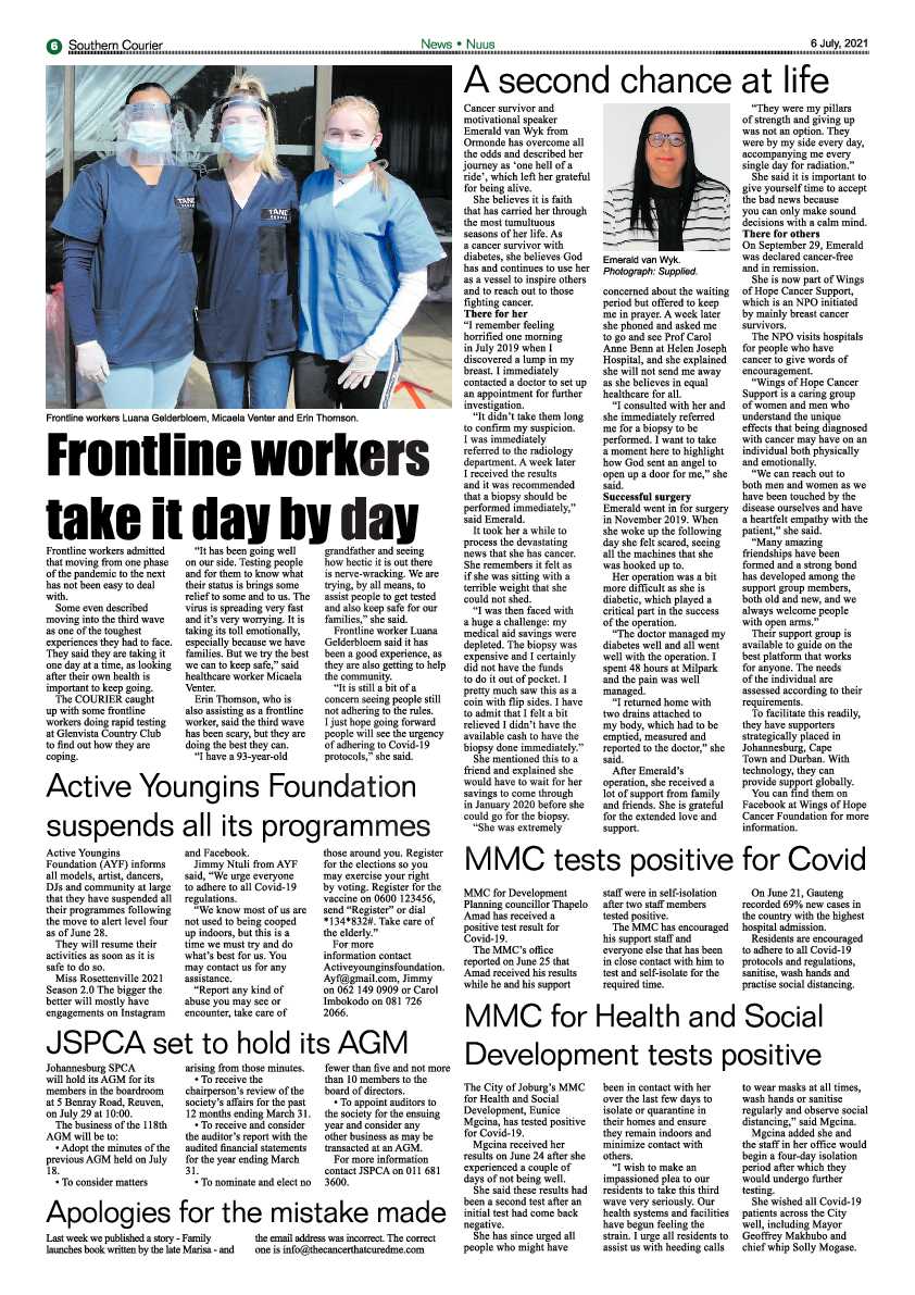 Southern Courier 06 July 2021 page 6