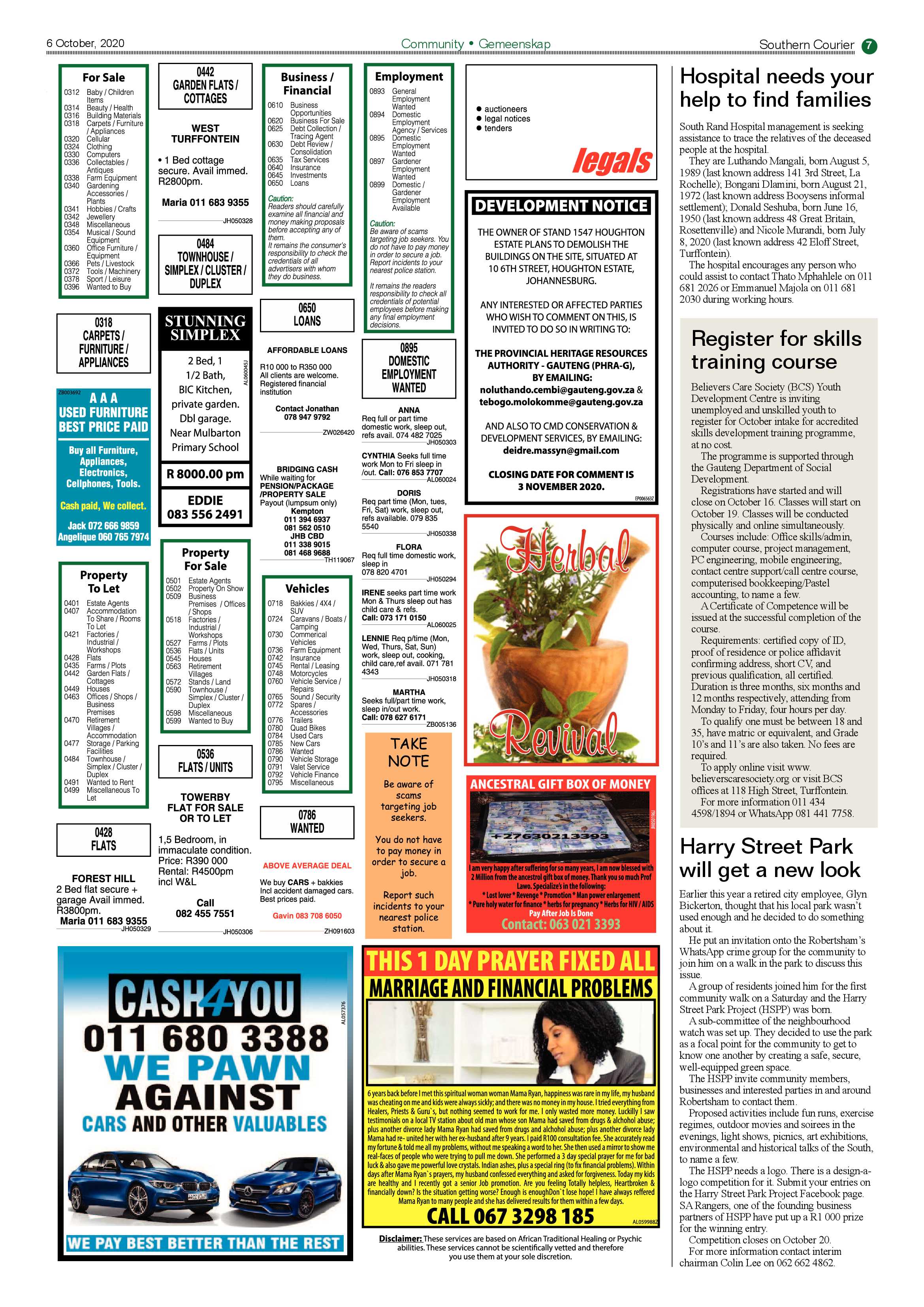 Southern Courier 06 October 2020 page 7