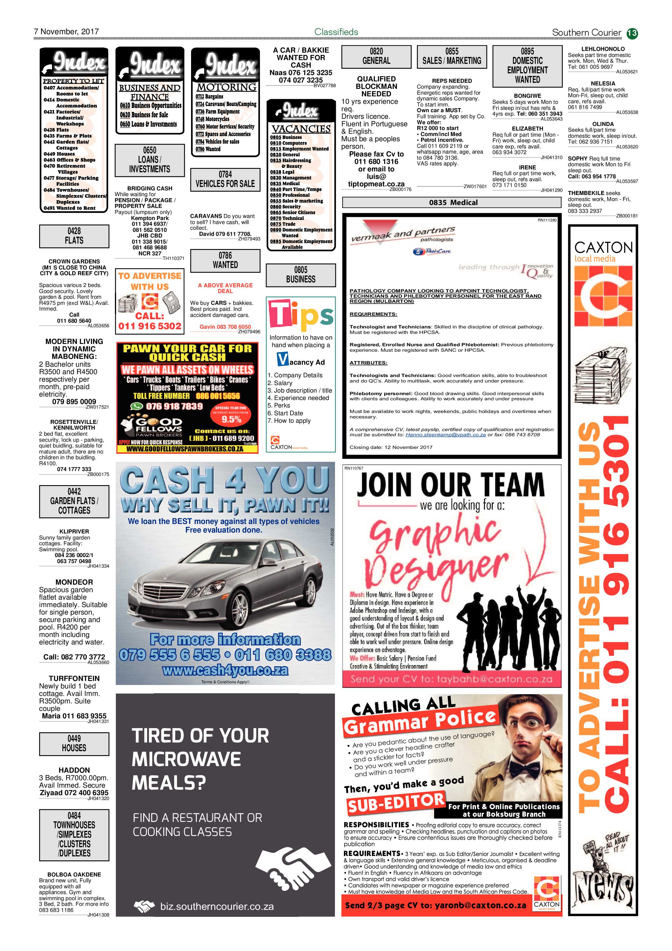 Southern Courier 07 November 2017 page 13