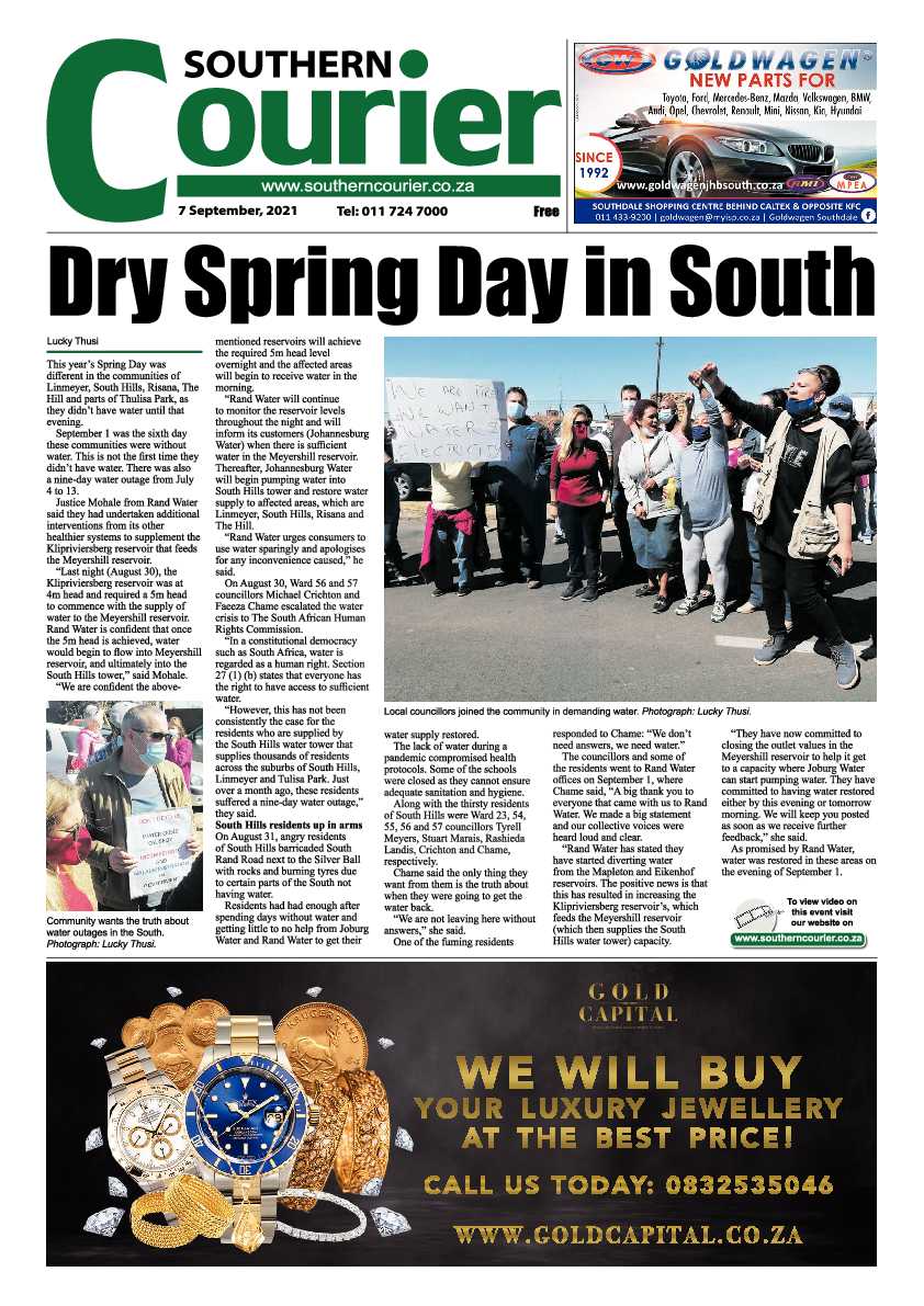 Southern Courier 07 September 2021 page 1
