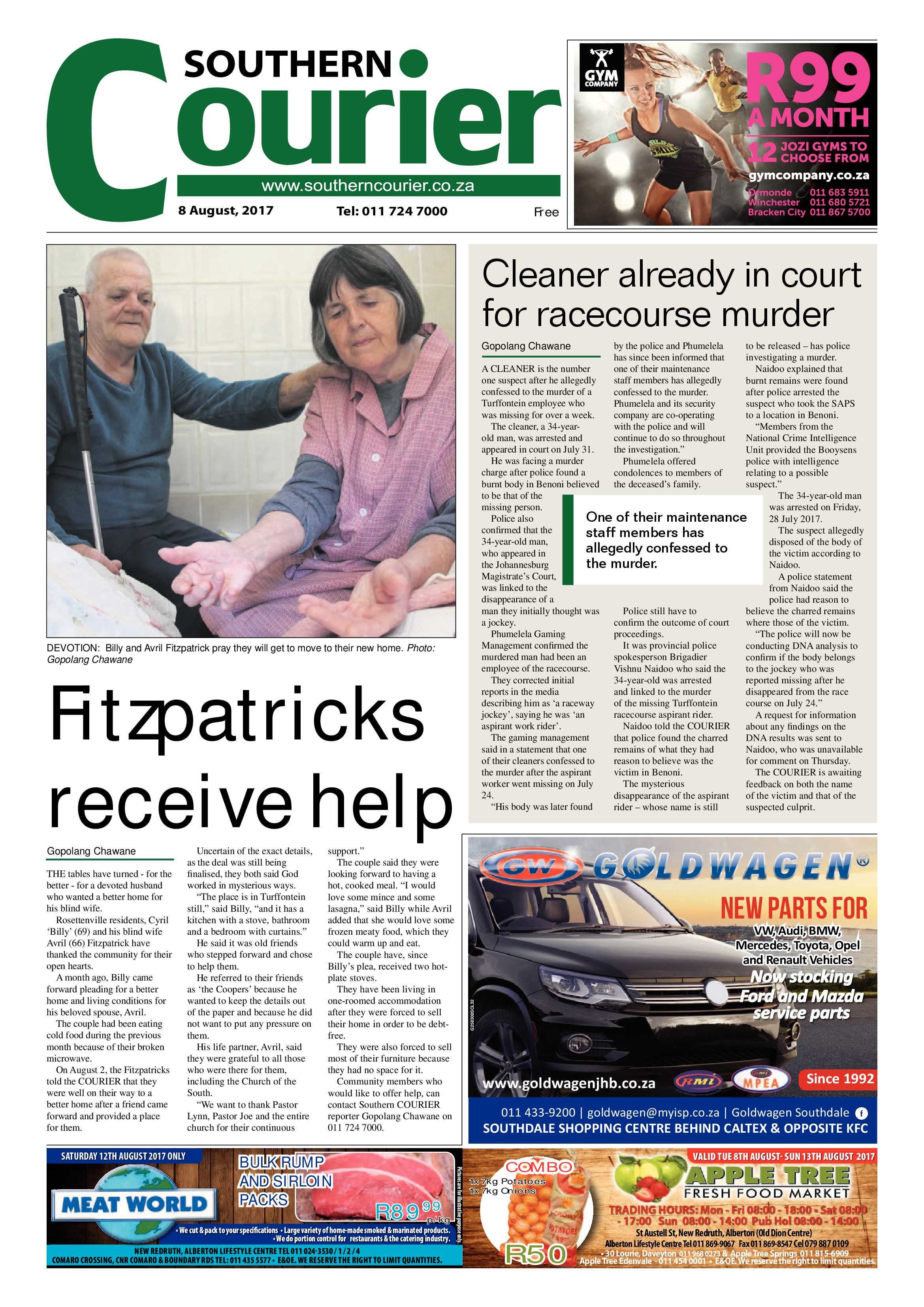Southern Courier 08 August 2017 page 1