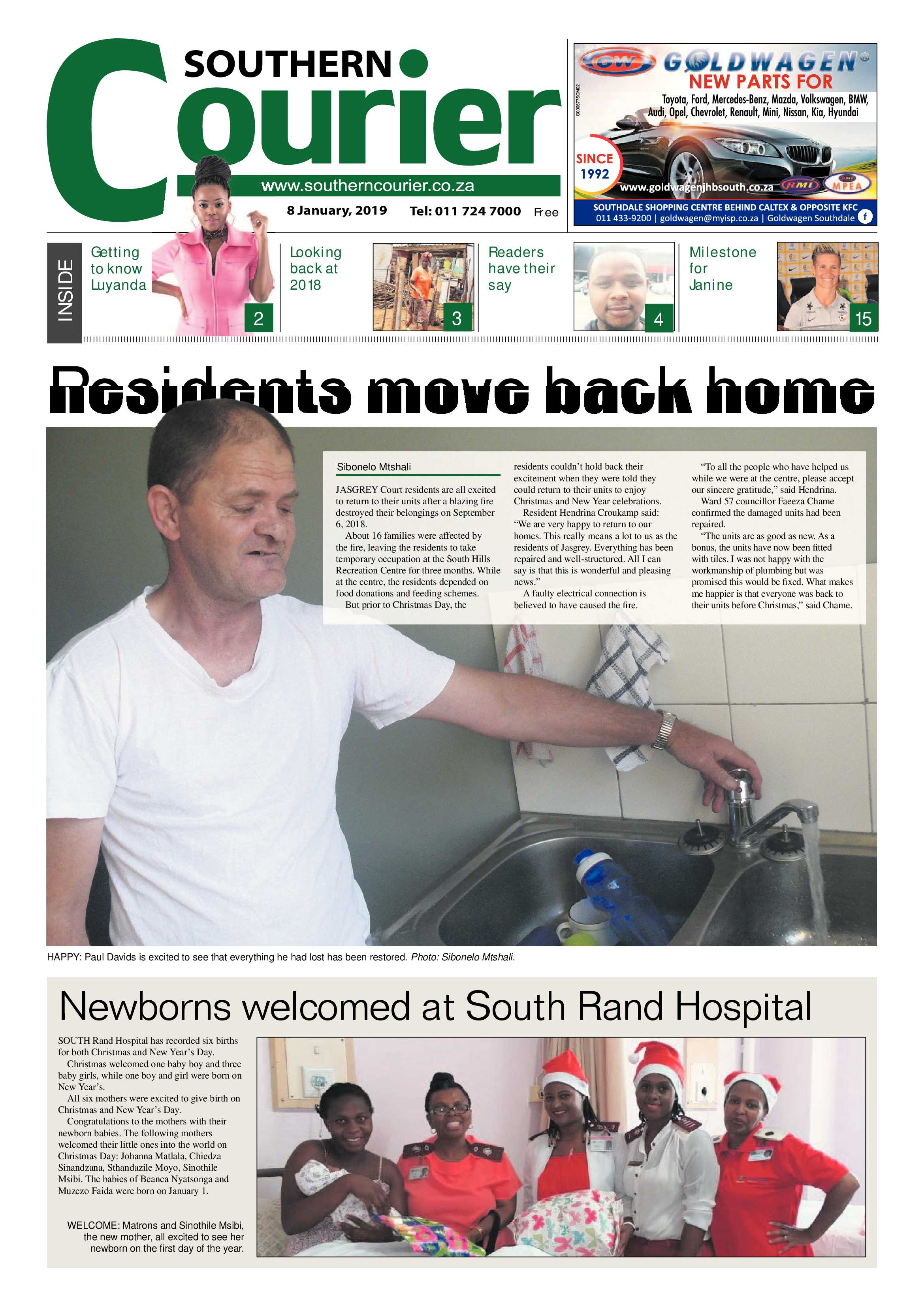 Southern Courier 08 January 2019 page 1
