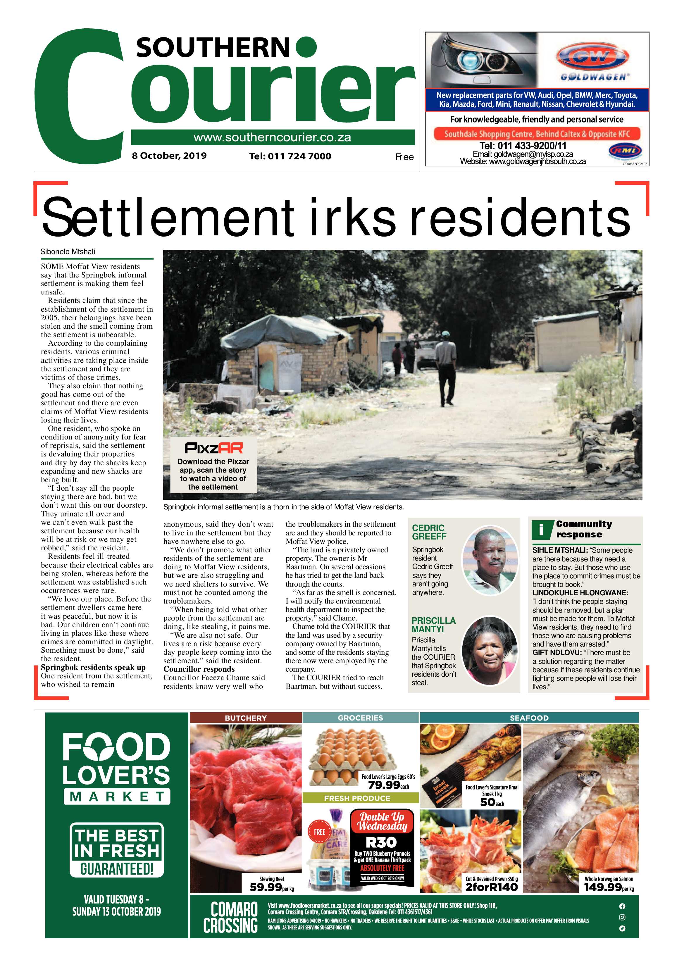 Southern Courier 08 October 2019 page 1