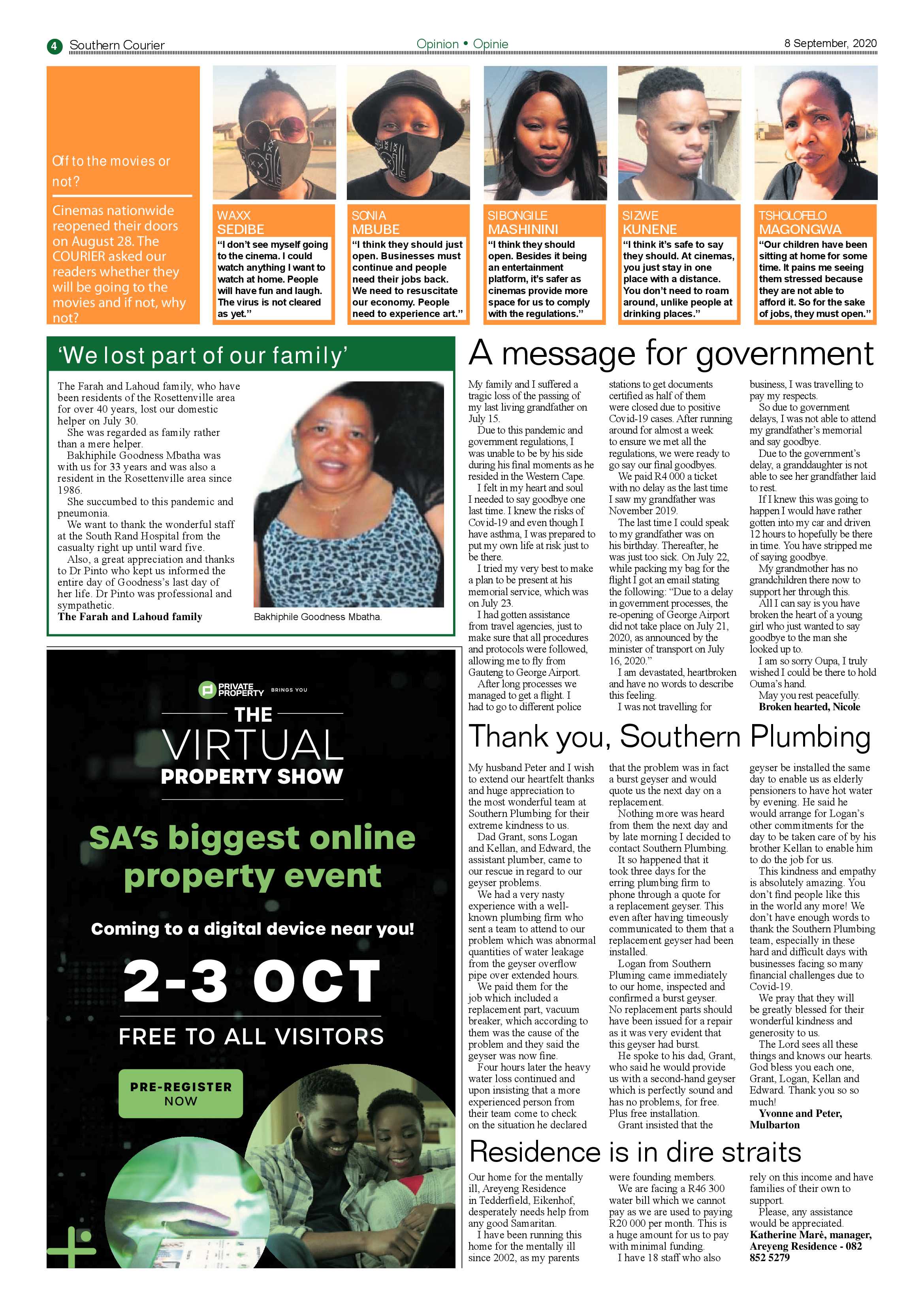 Southern Courier 08 September 2020 page 4