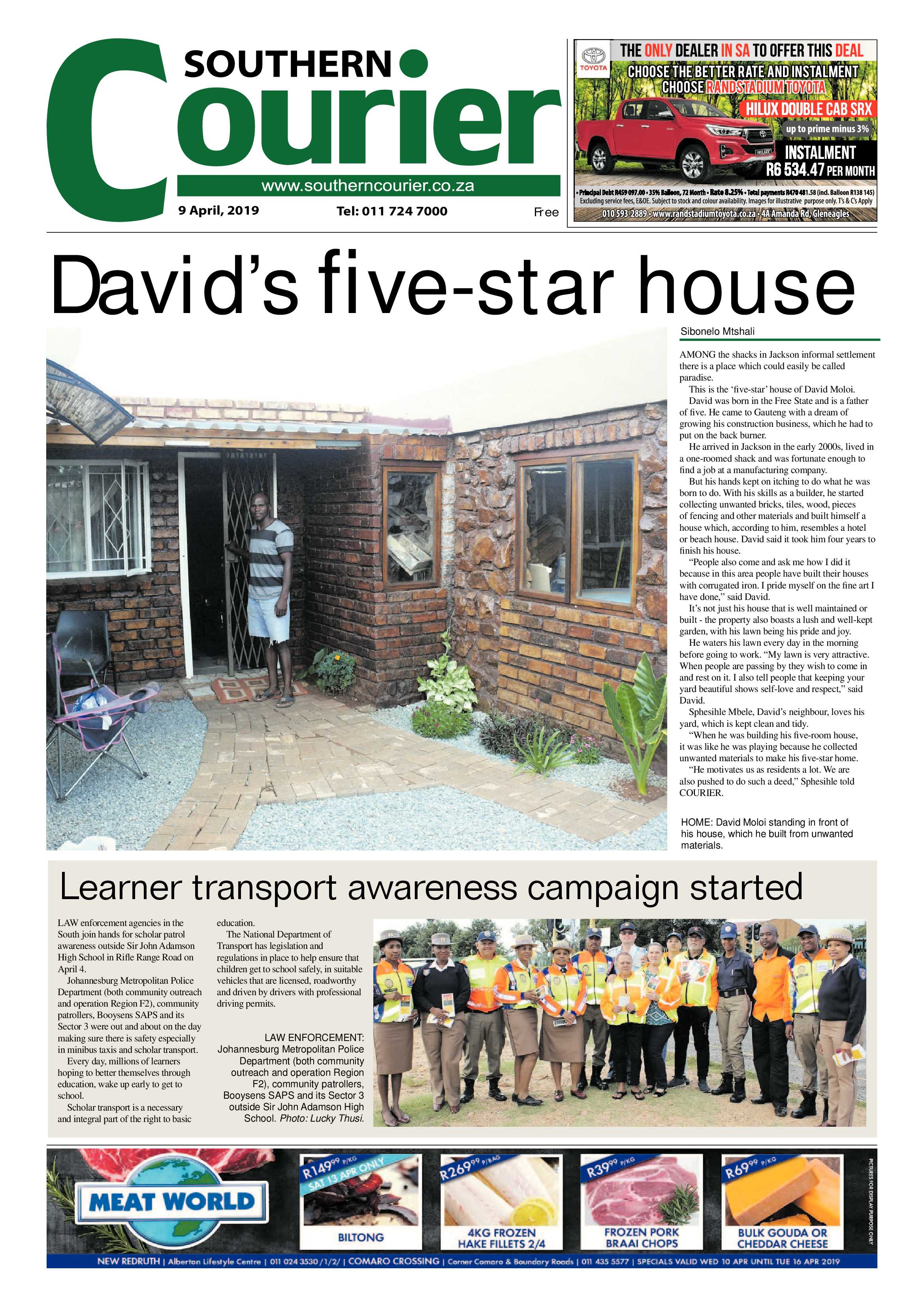 Southern Courier 09 April 2019 page 1