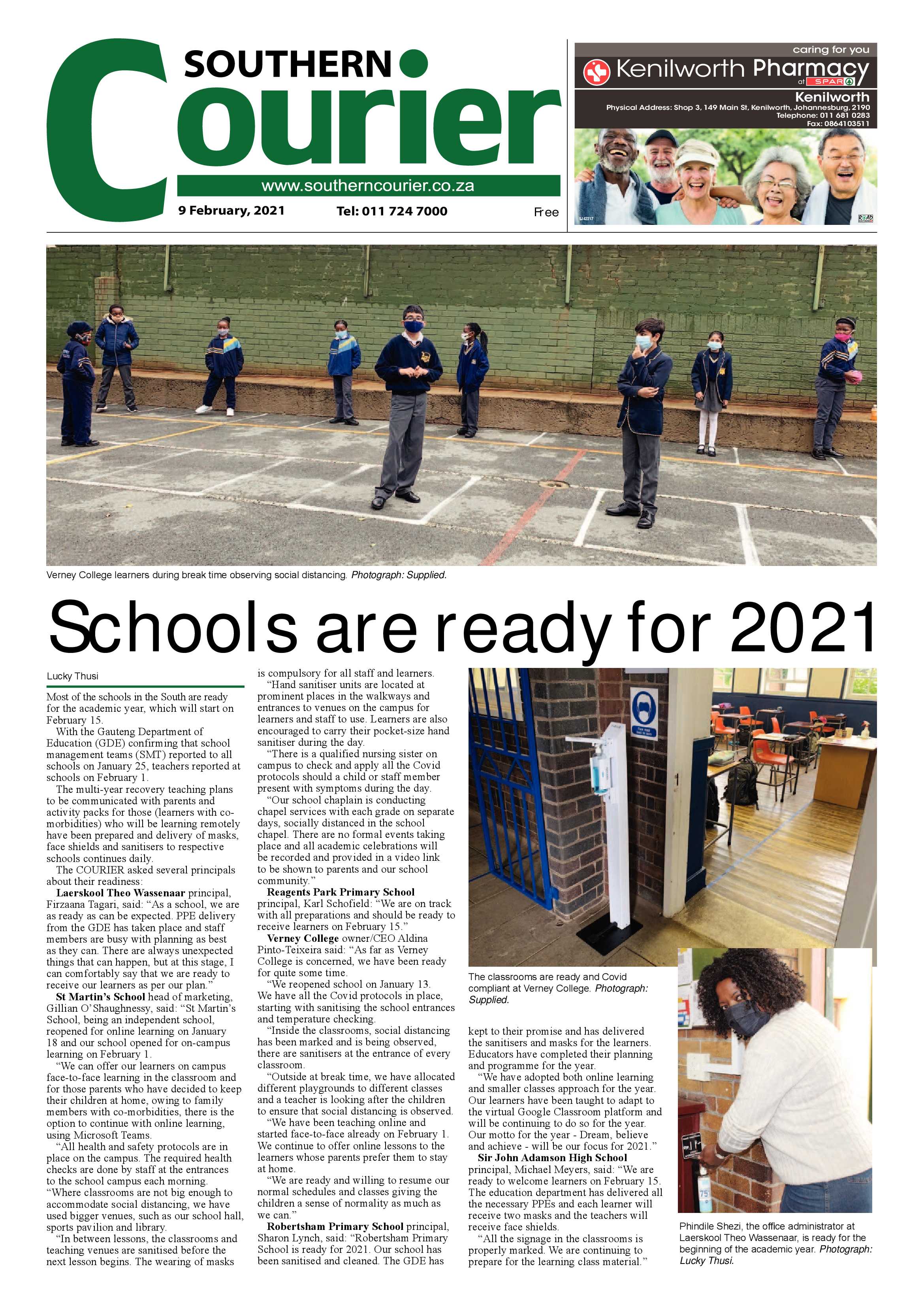 Southern Courier 09 February 2021 page 1