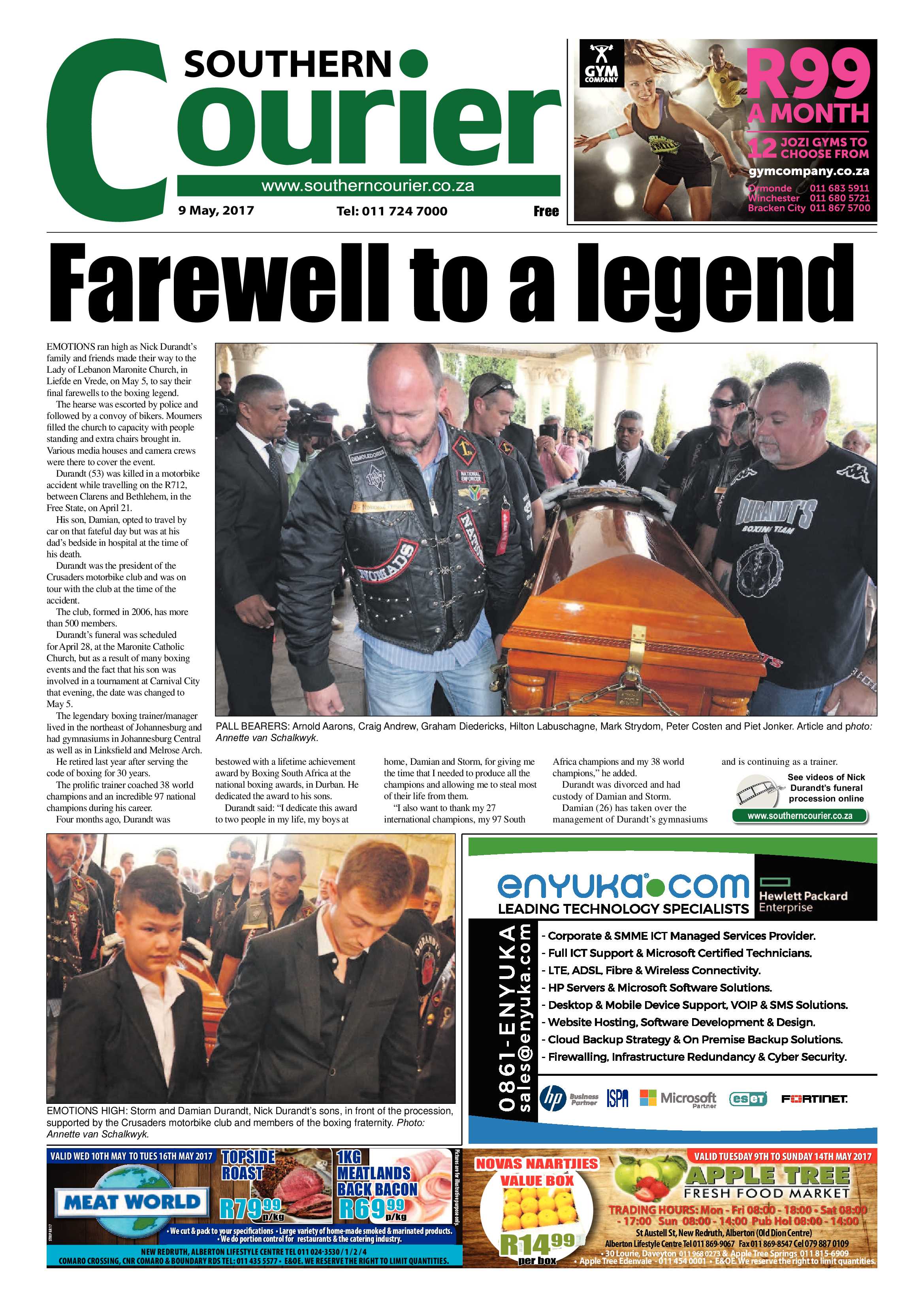 Southern Courier 09 May 2017 page 1