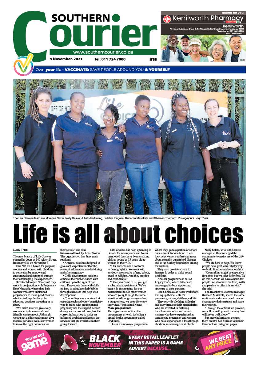 Southern Courier 09 November 2021 page 1