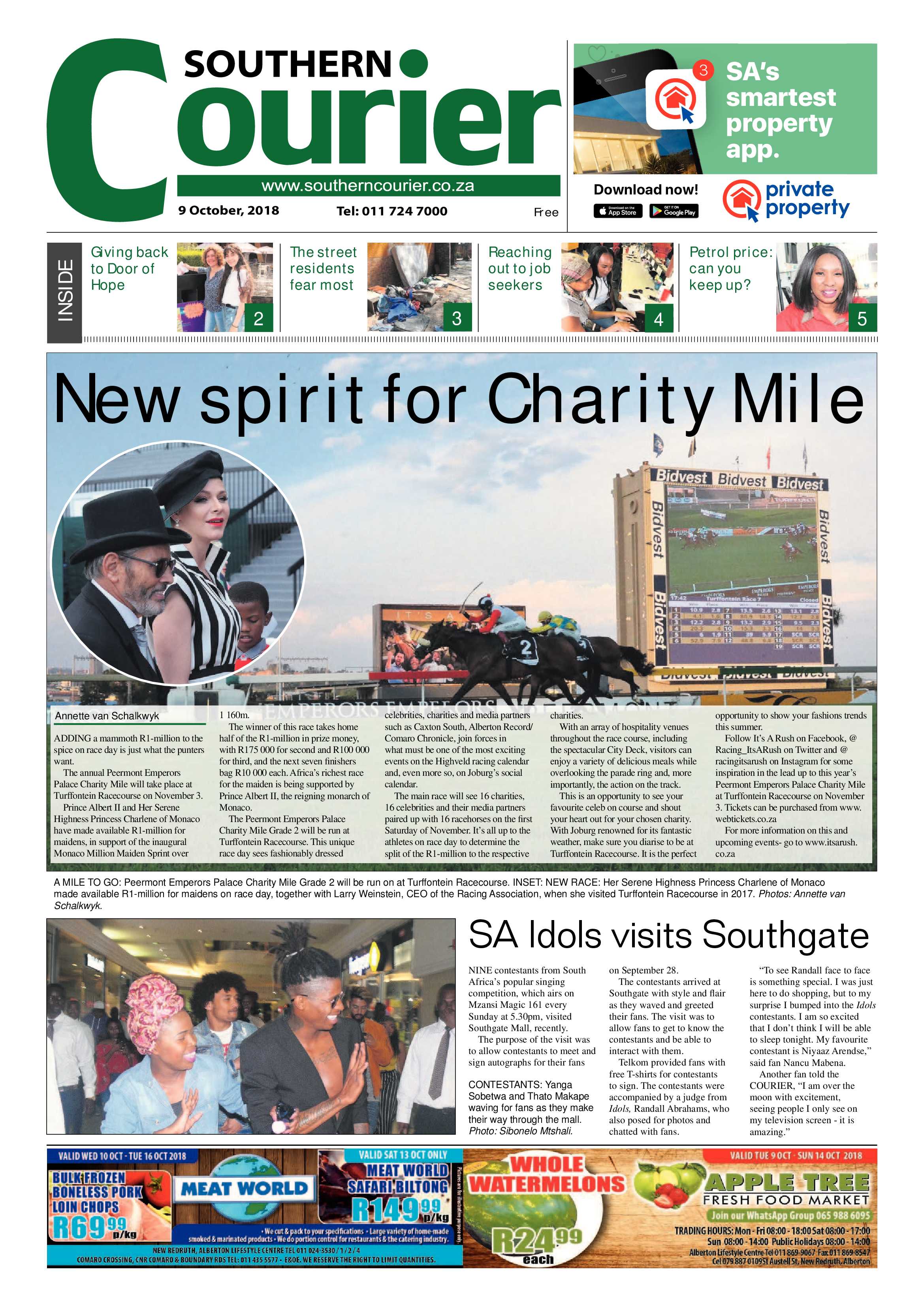 Southern Courier 09 October 2018 page 1