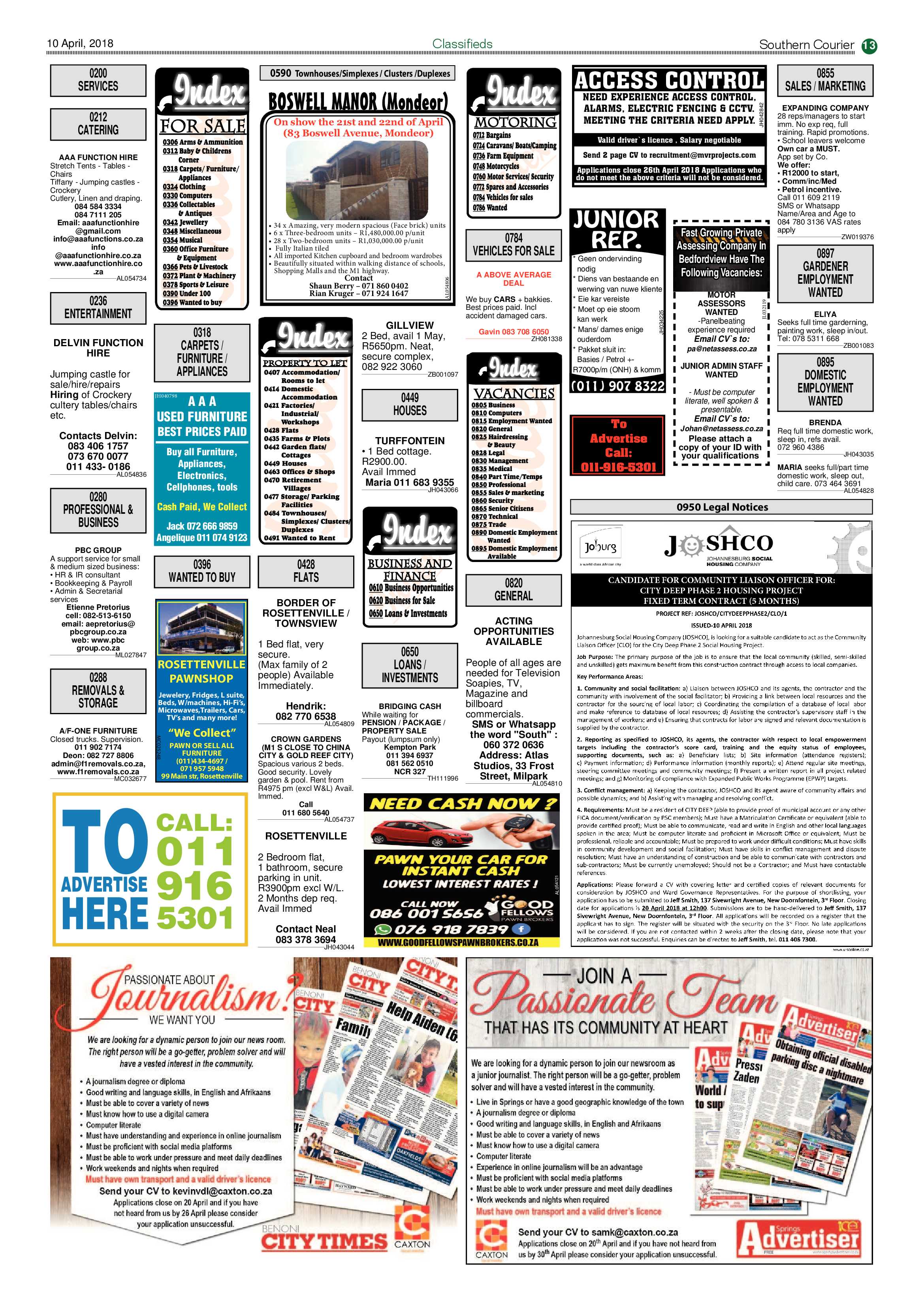 Southern Courier 10 April 2018 page 13