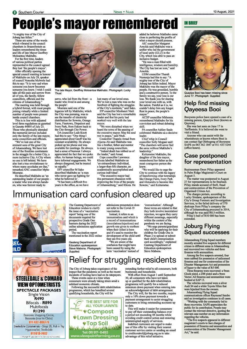 Southern Courier 10 August 2021 page 2