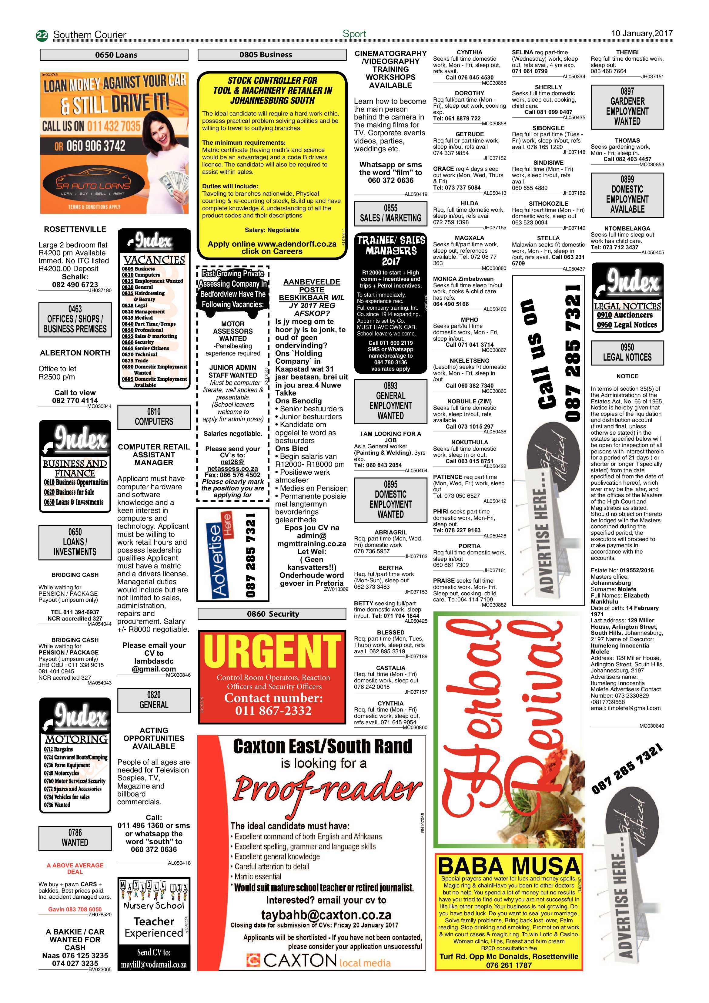 Southern Courier 10 January 2017 page 22