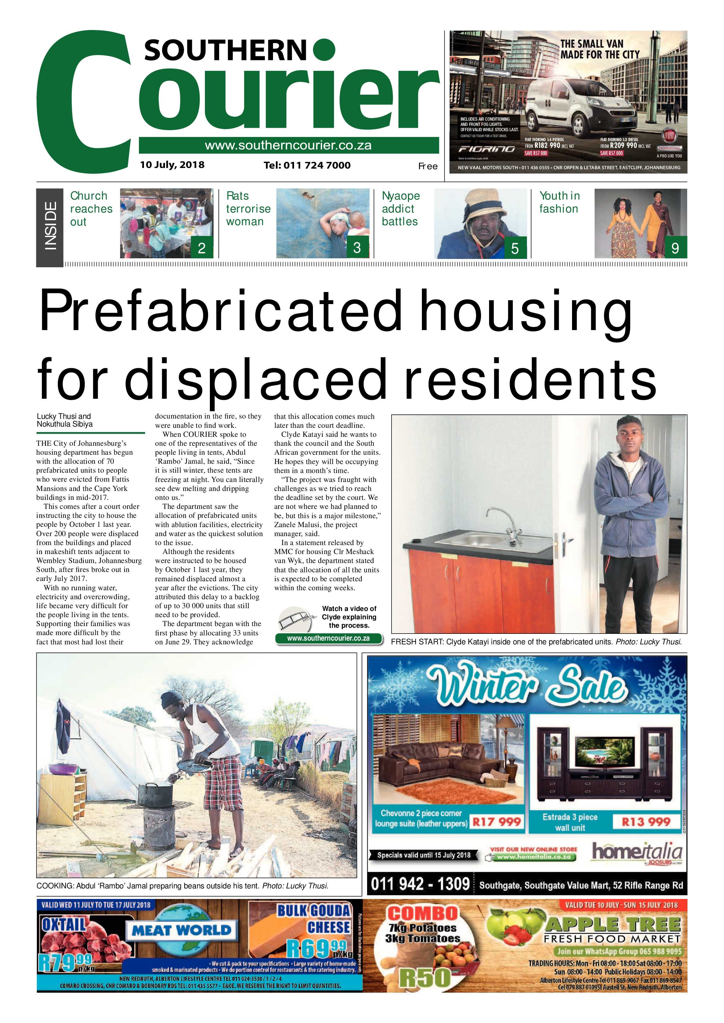 Southern Courier 10 July 2018 page 1