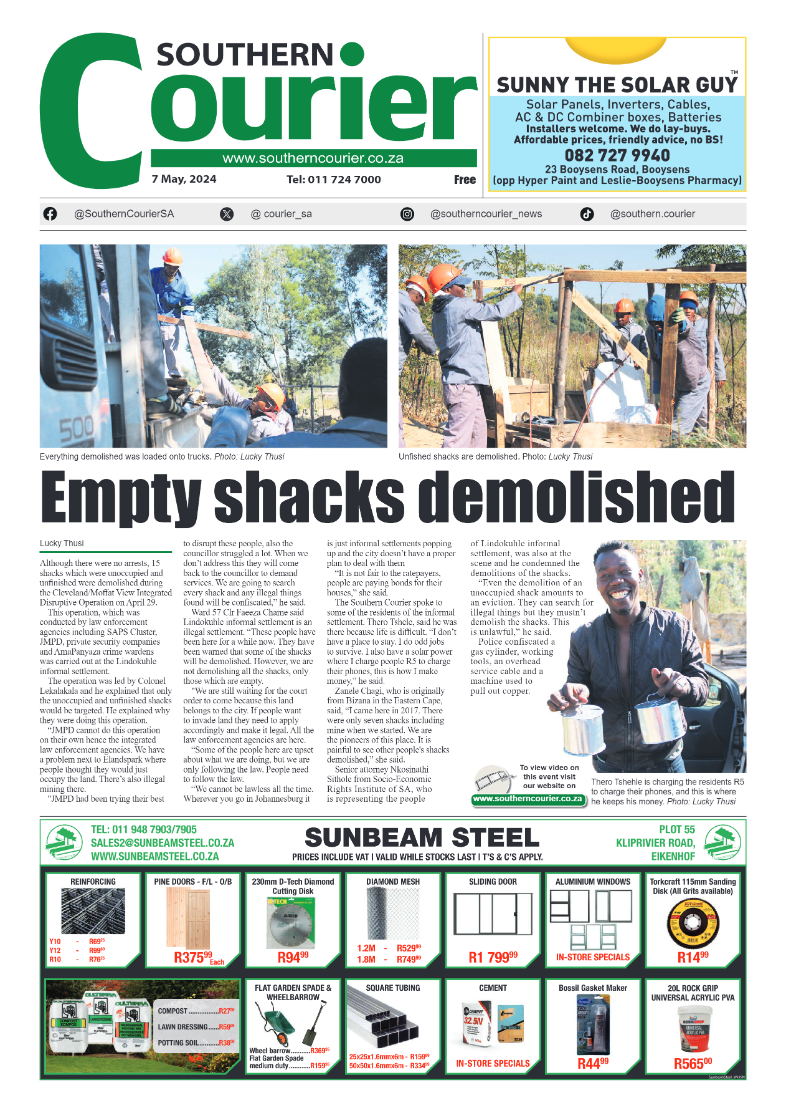 Southern Courier 10 May 2024 page 1