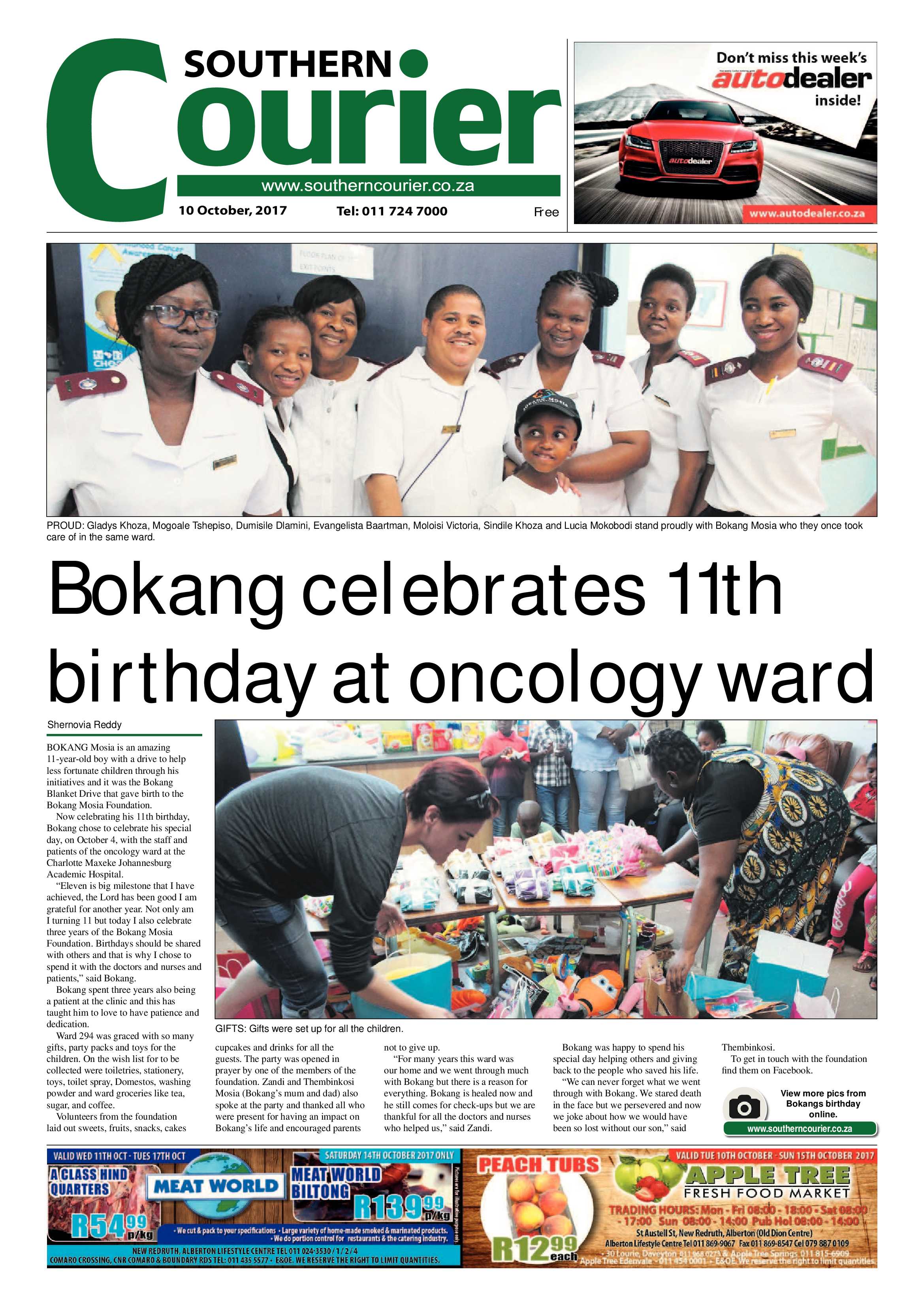 Southern Courier 10 October 2017 page 1