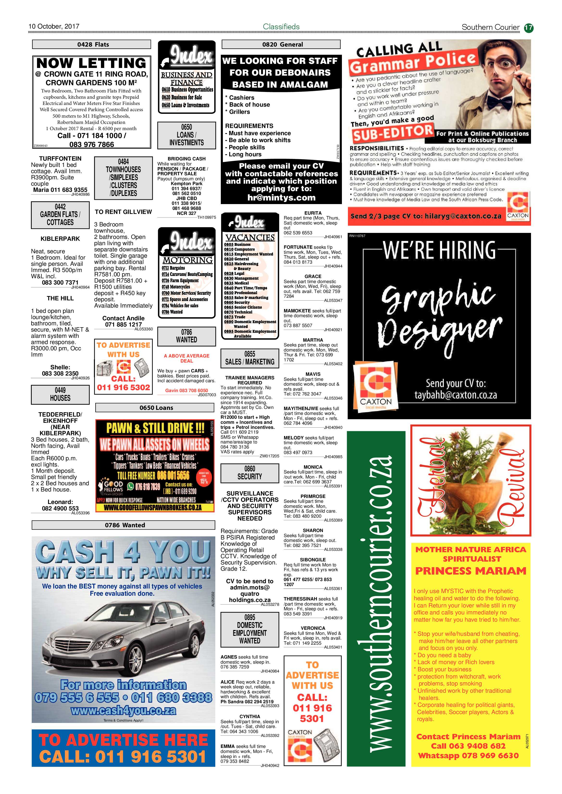 Southern Courier 10 October 2017 page 17
