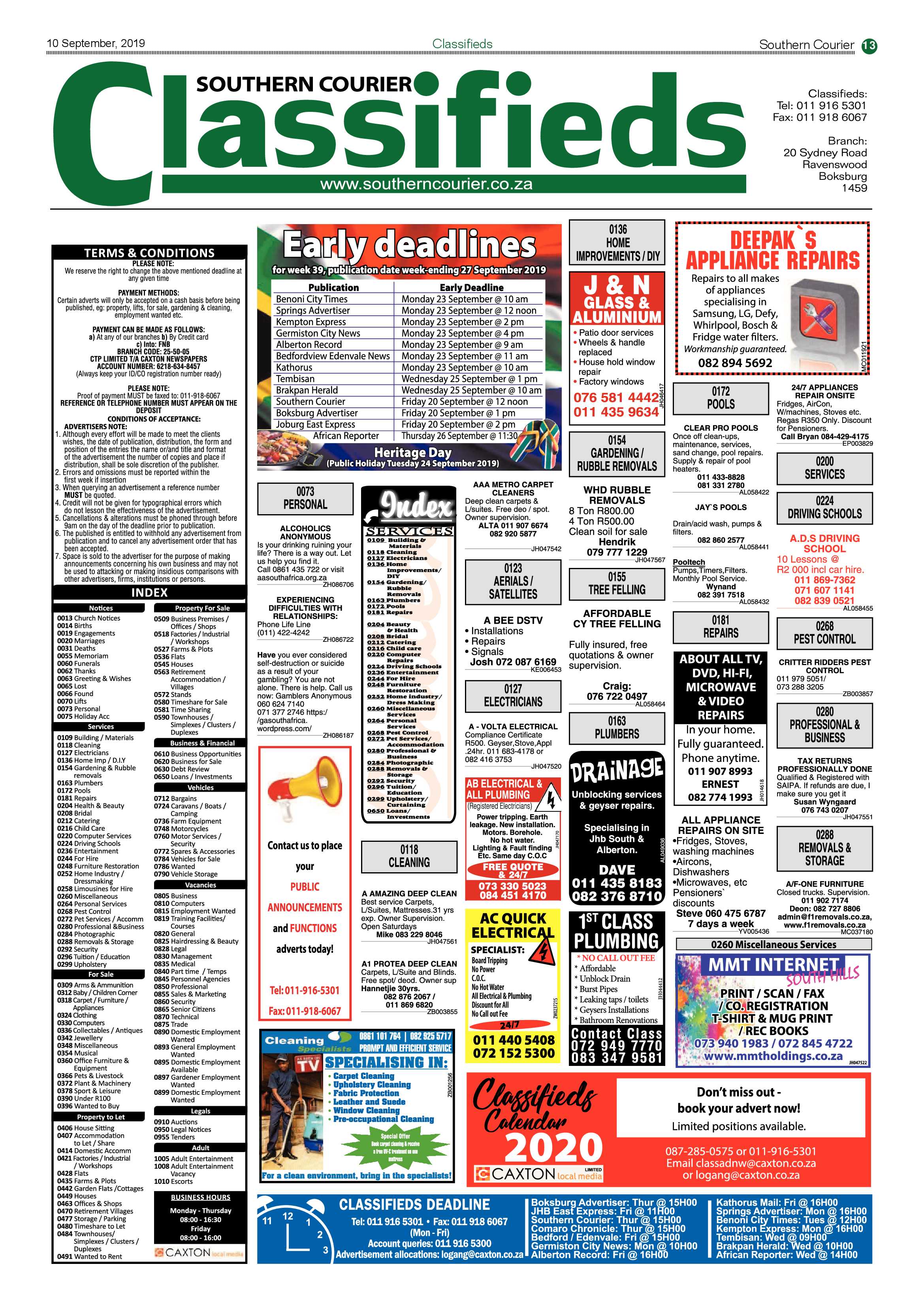 Southern Courier 10 September 2019 page 13