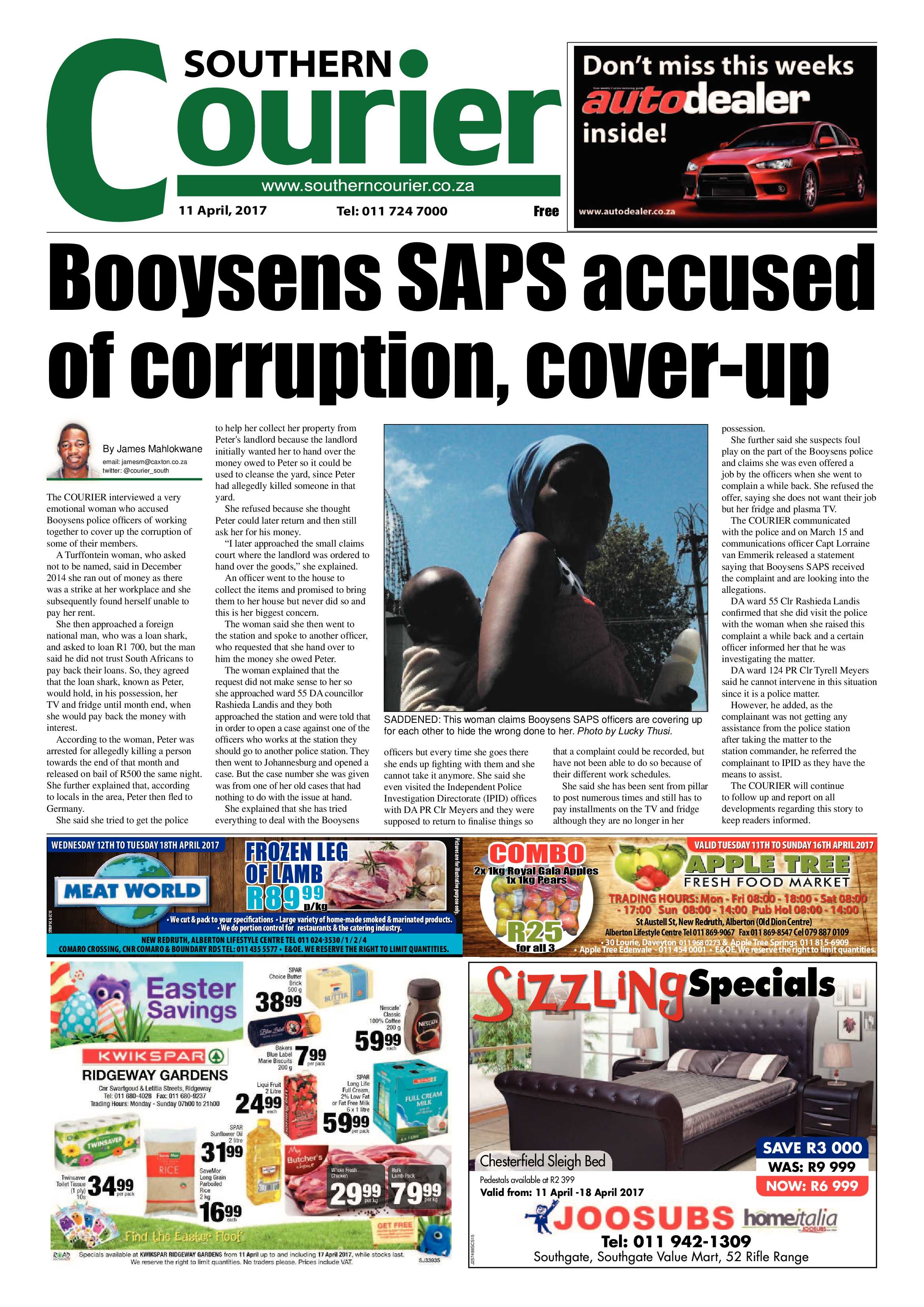 Southern Courier 11 April 2017 page 1