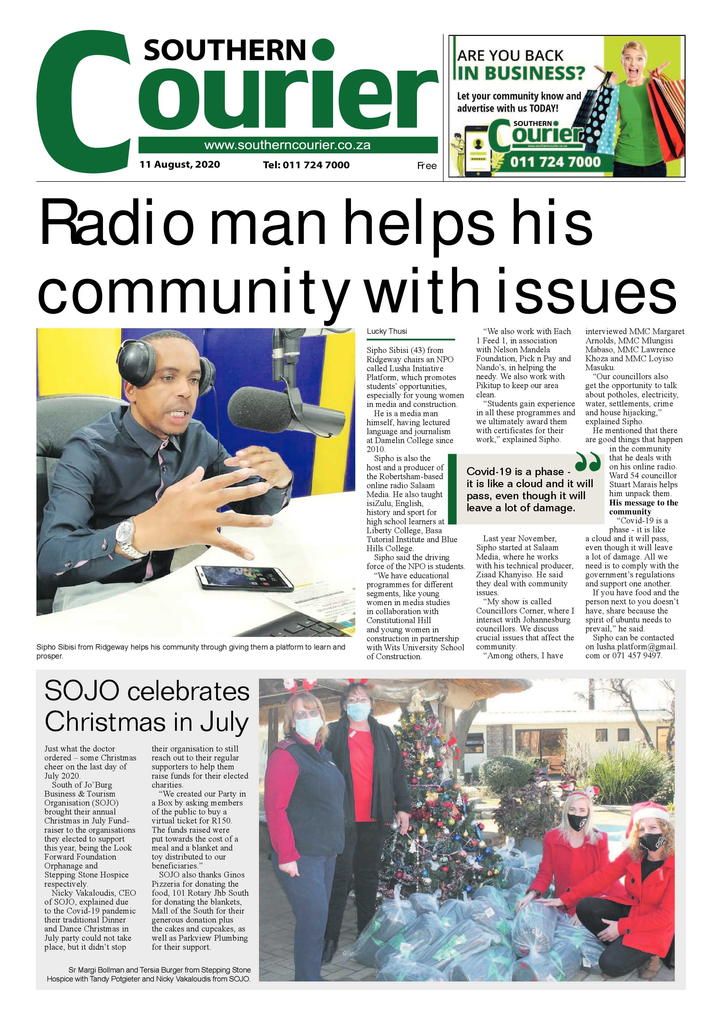Southern Courier 11 August 2020 page 1