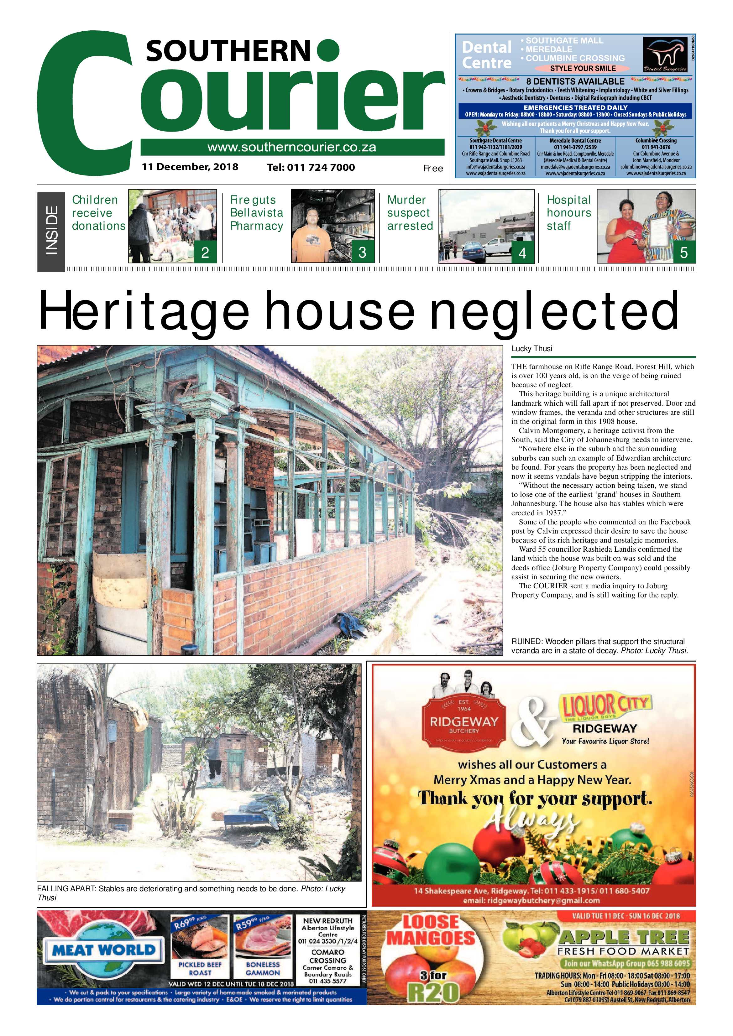 Southern Courier 11 December 2018 page 1