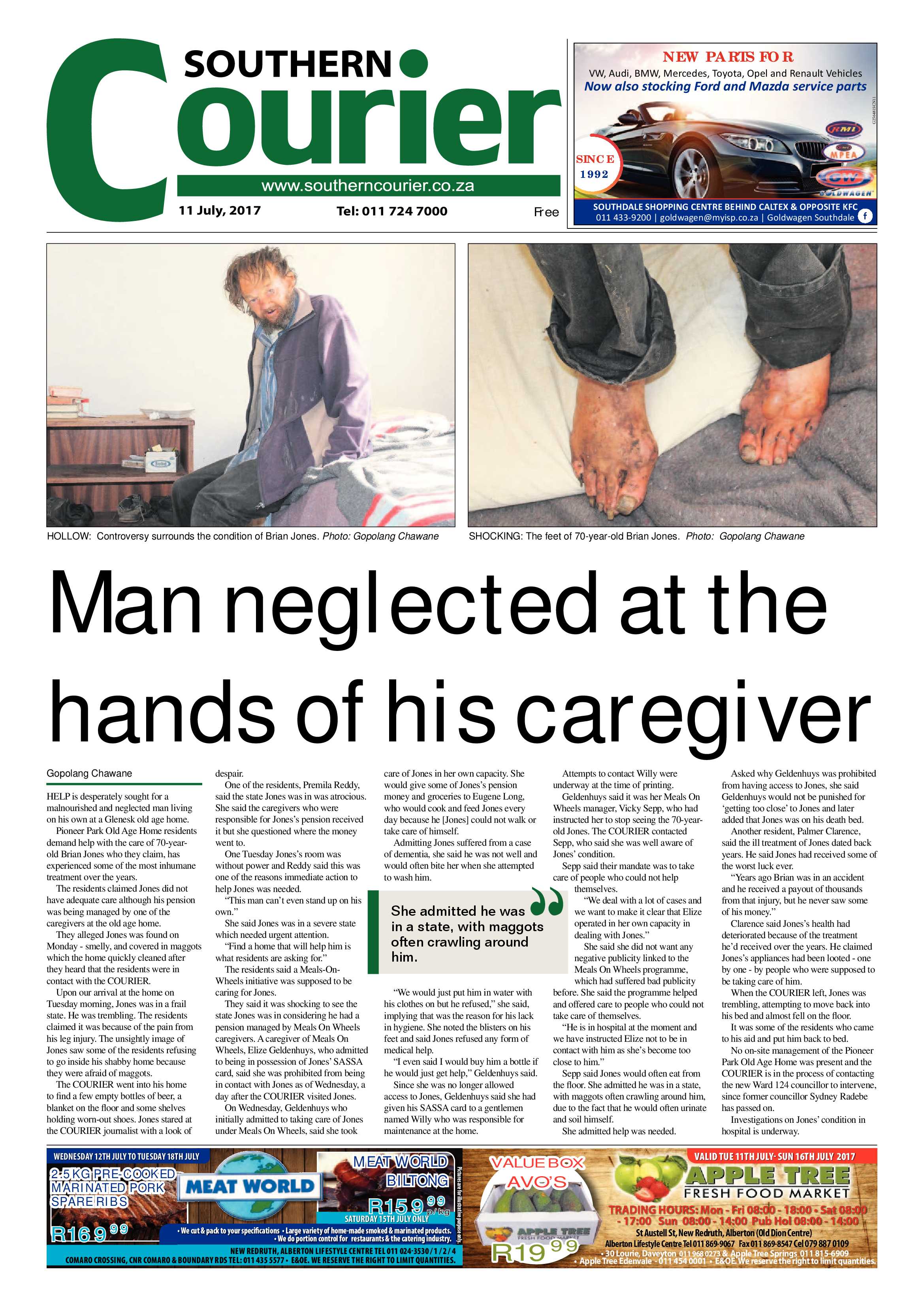 Southern Courier 11 July 2017 page 1