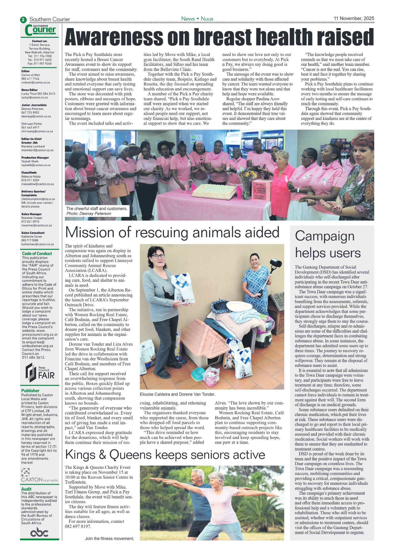 Southern Courier 11 November 2025 page 2